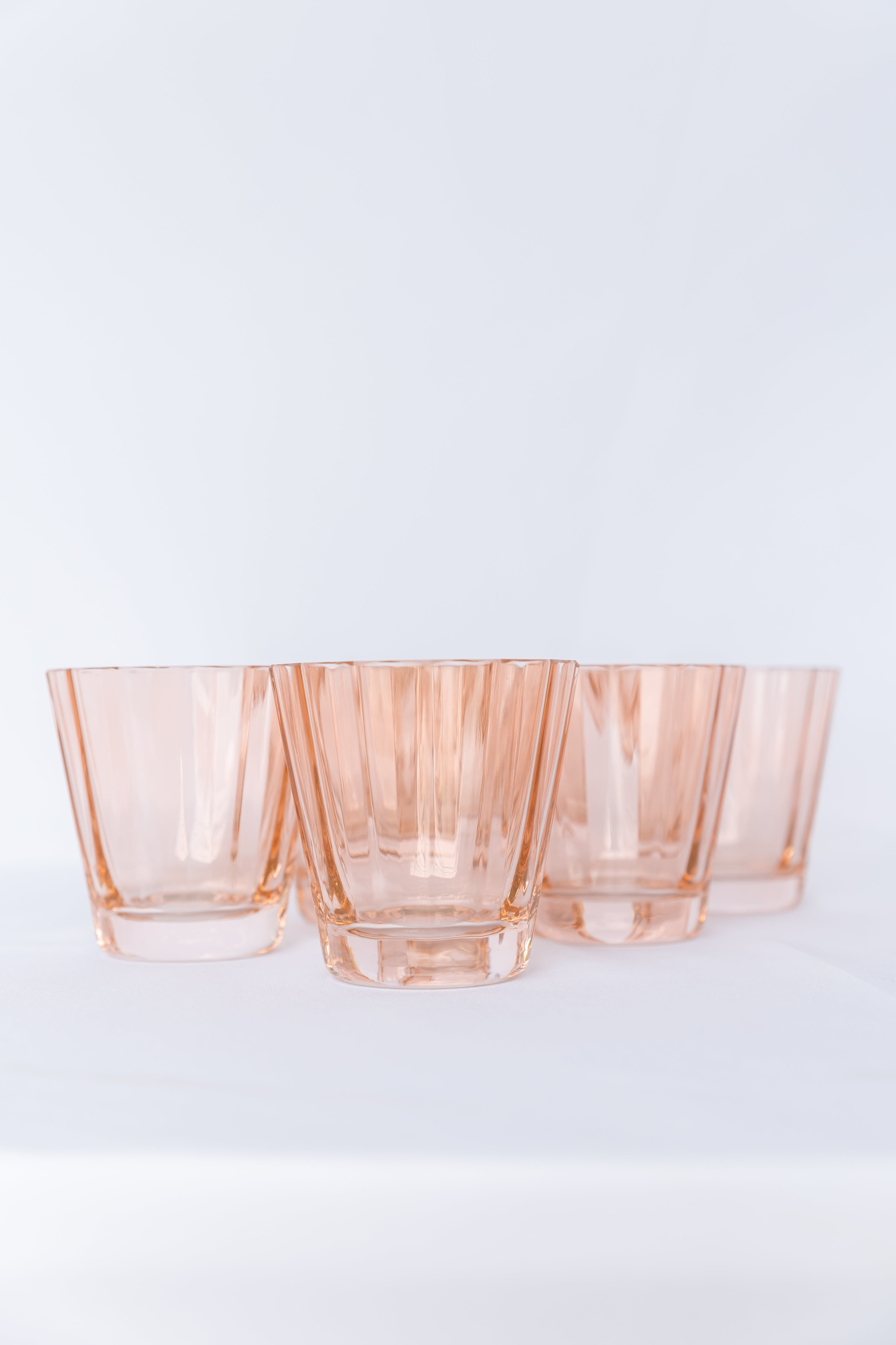 Estelle Colored Sunday Low Ball Glasses - Set of 6 (Blush Pink) - Perfect for Cocktails, Iced Coffee & Home Bar Decor