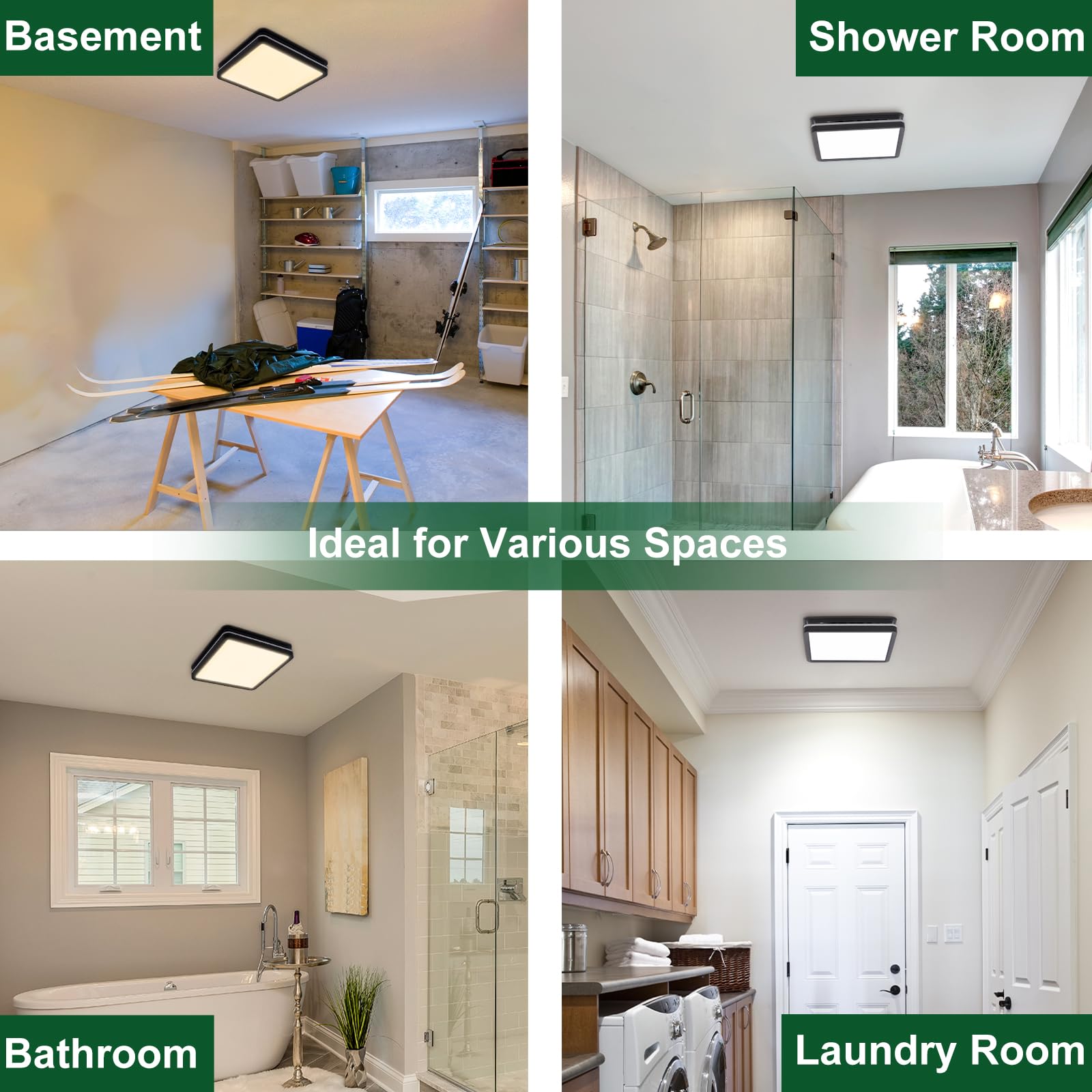 Akicon 80CFM Bathroom Exhaust Fan with Dimmable LED Light & Nightlight - Ultra Quiet 2.0 Sones Ventilation Fan for Bathroom Ceiling, 15W 3CCT Lighting - Perfect for Home, Shower Room, Toilet - Square Black Design (Ideal for Moisture Control & Air Circulation)