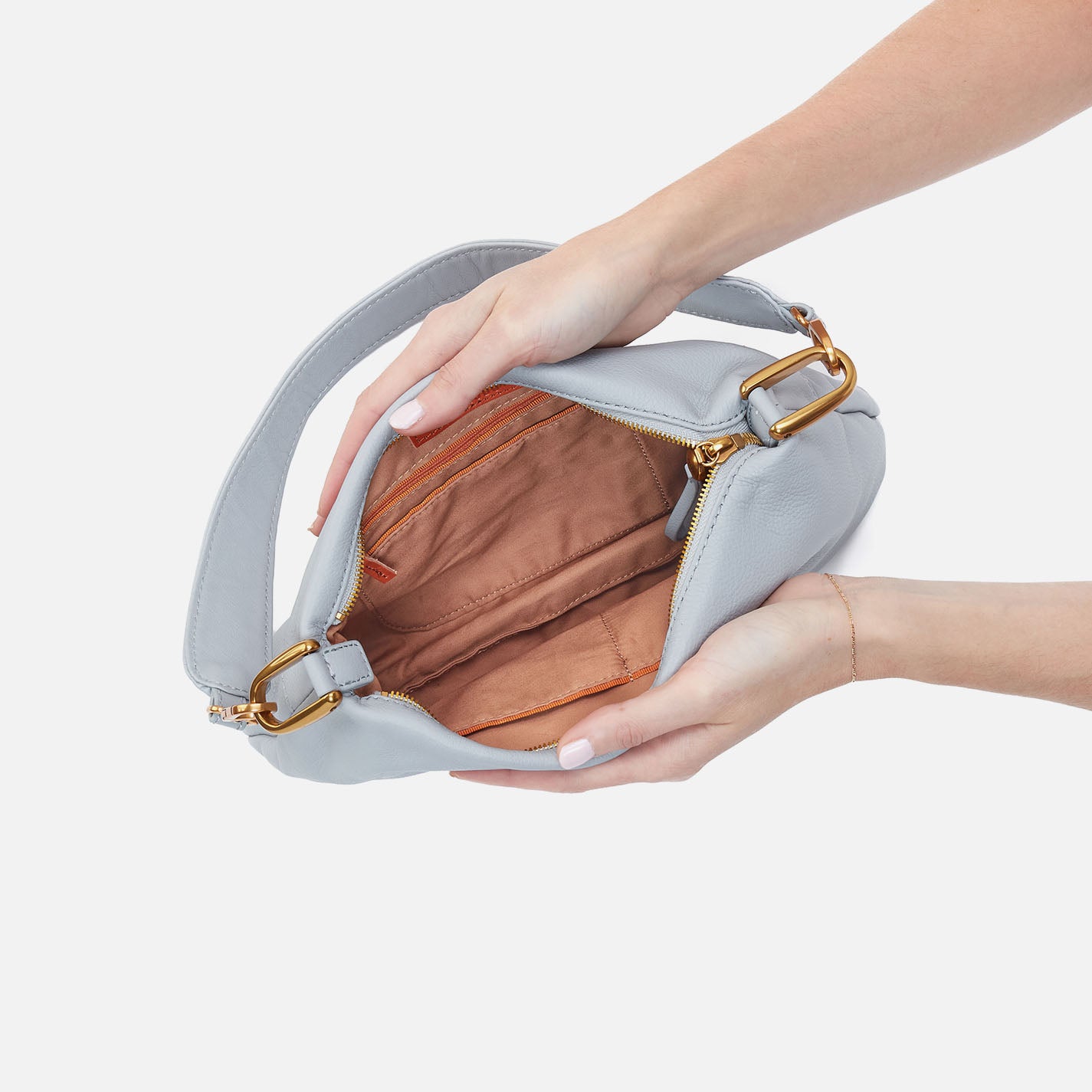 Premium Pebbled Leather Shoulder Bag - Blue Pearl | Stylish & Durable for Work, Travel & Everyday Use