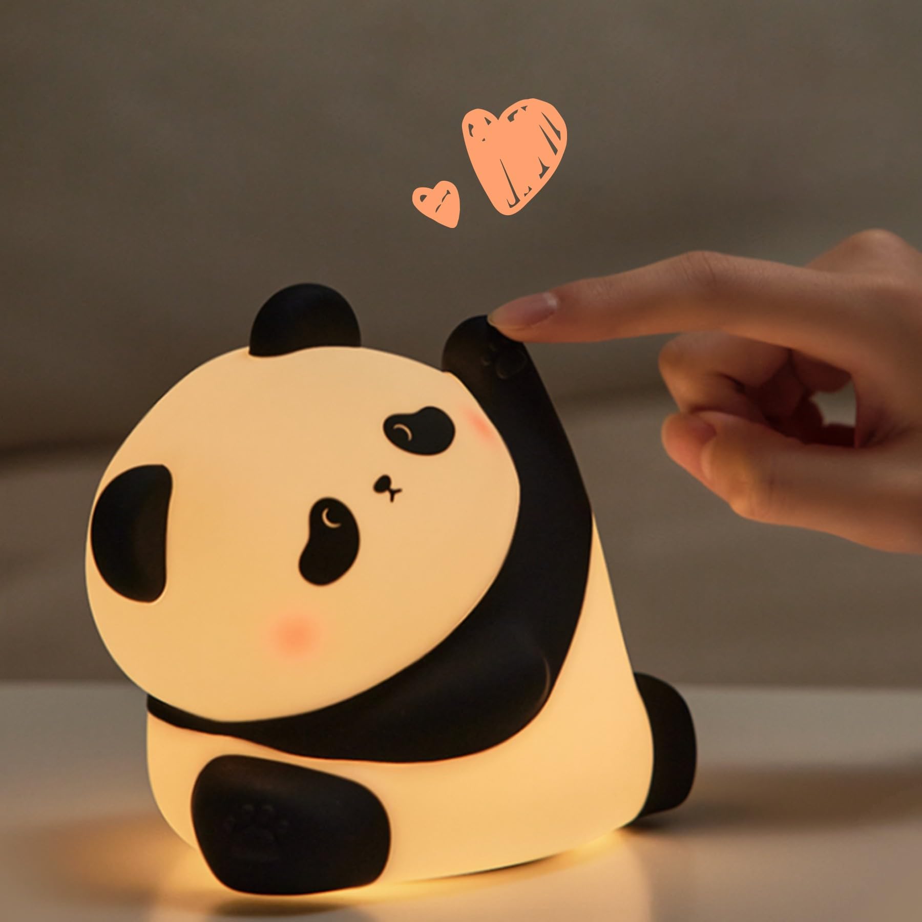 **Rechargeable Panda Night Light - 3-Level Dimmable LED Nursery Lamp, Soft Food-Grade Silicone, Cute Touch Control for Baby Kids Room, Breastfeeding & Toddler Sleep Aid - Perfect Gift & Decor**    *(Ideal for nurseries, kids' bedrooms, breastfeeding sessions, and cozy night-time ambiance.)*
