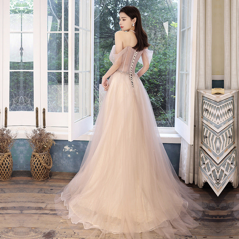 Elegant Off Shoulder Sequin Prom Dress - A-Line Tulle Formal Gown for Homecoming, Evening Party & Special Occasions | Style 667