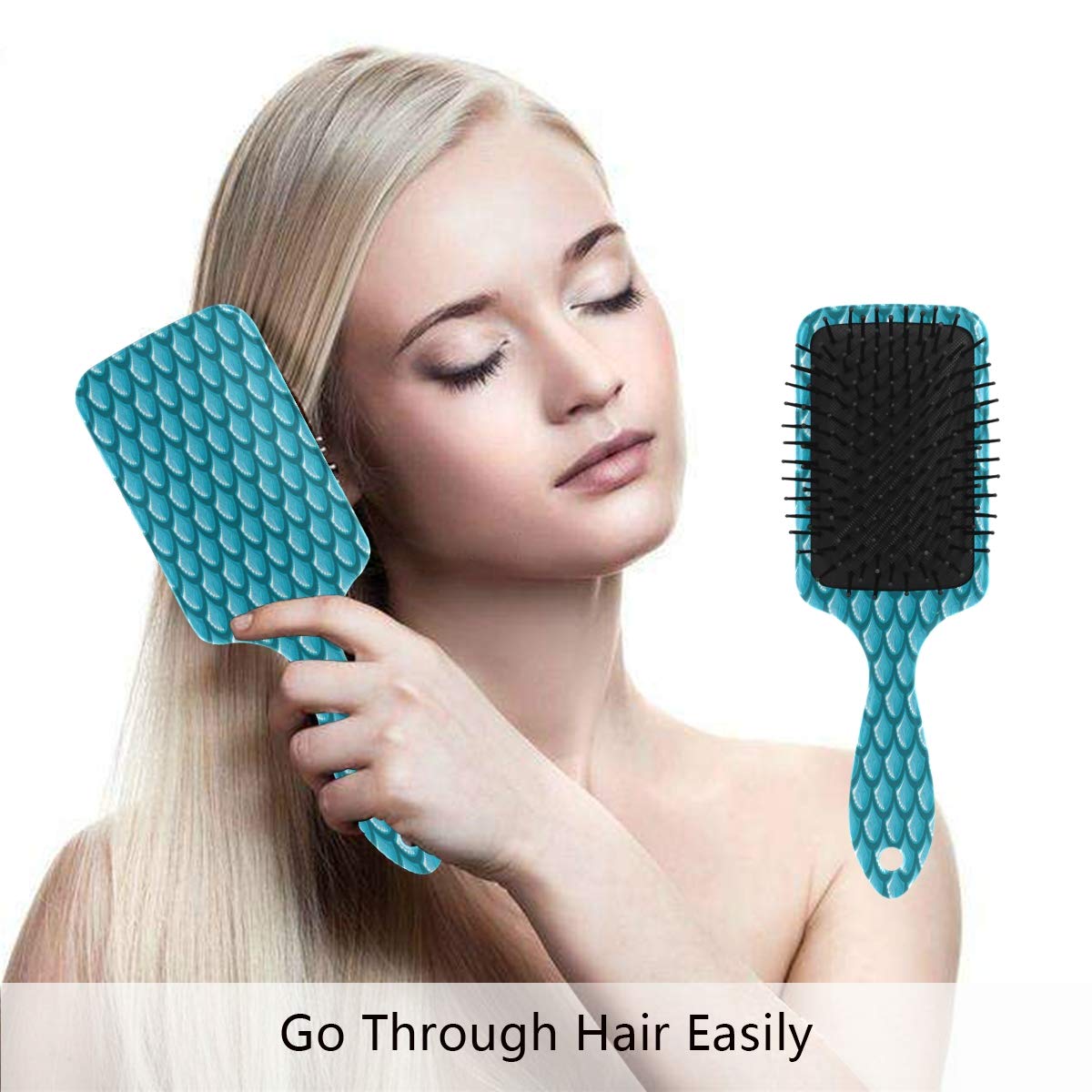 Premium Blue Fish Scale Pet Hair Brush with Air Cushion - Gentle Detangling & Styling for Dogs, Cats, Small Animals - Perfect for Home Grooming & Professional Pet Care