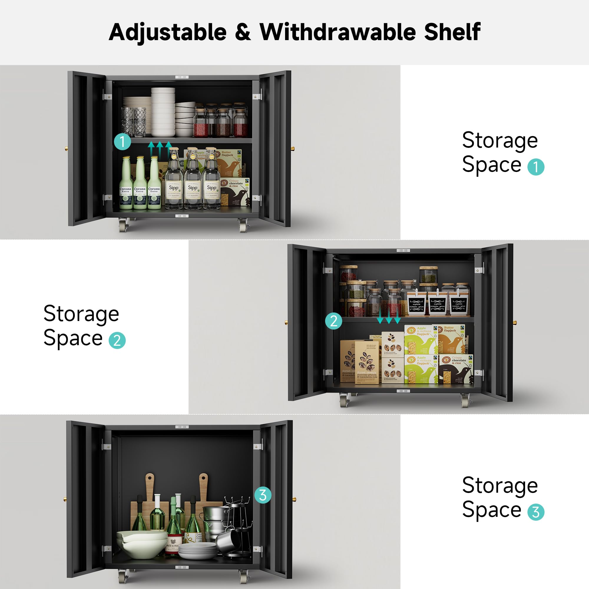 INMOZATA Adjustable Metal Fridge Cabinet with Wheels - 23.62