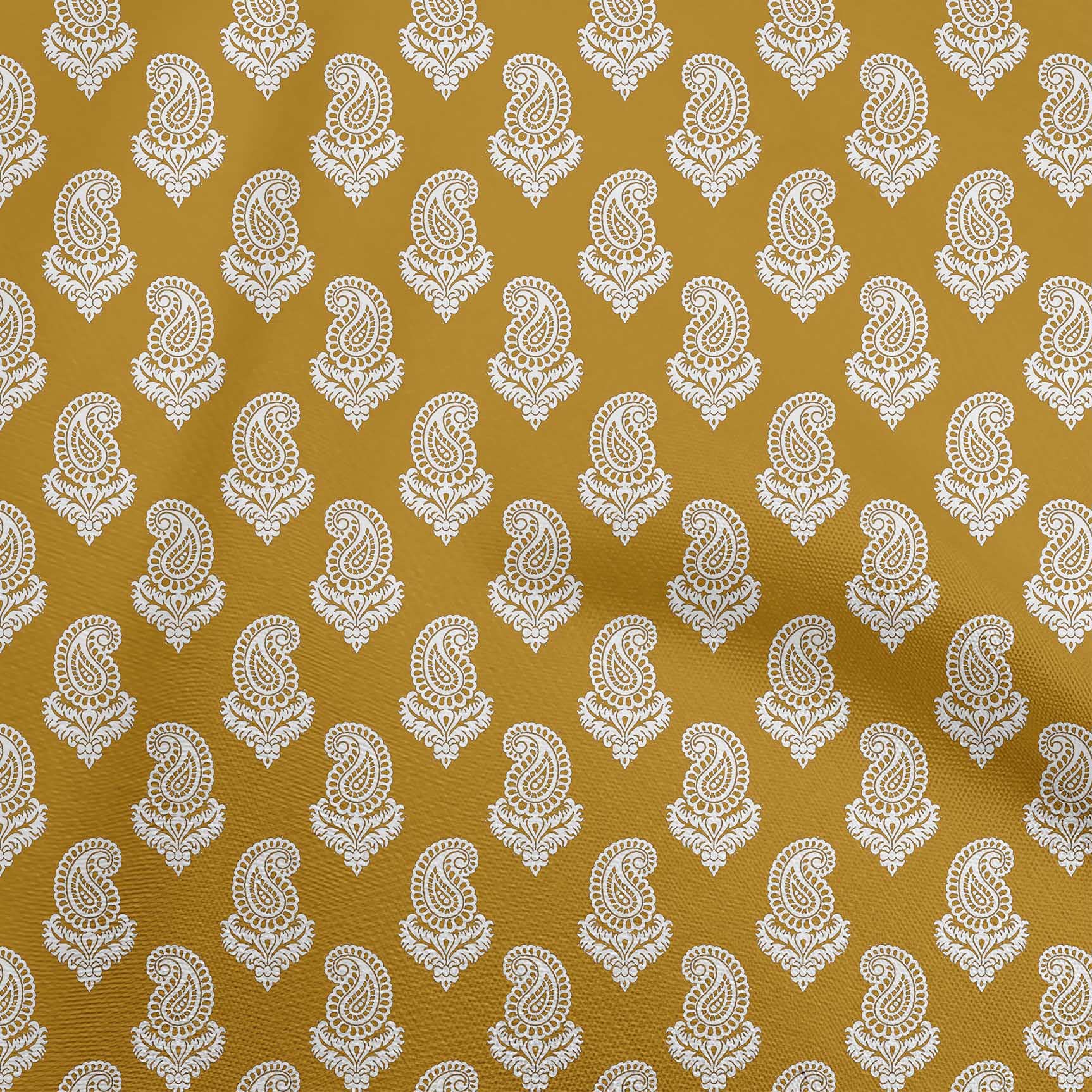 oneOone Georgette Viscose Fabric - Gamboge Yellow Printed Block Design - 42 Inch Wide Sewing Material by The Yard for DIY Clothing, Dresses & Home Decor Projects