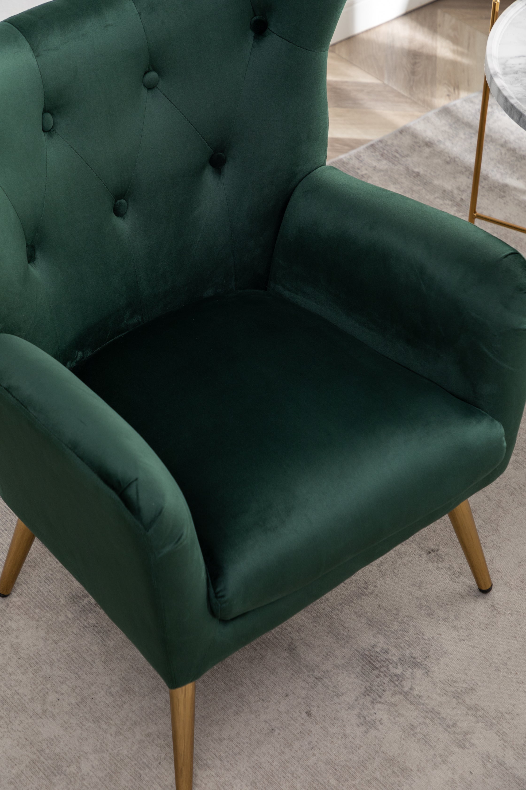 Roundhill Furniture Sovarol Velvet Button Tufted Wingback Accent Chair - Luxurious Living Room Seating for Home Office, Bedroom & Lounge Decor