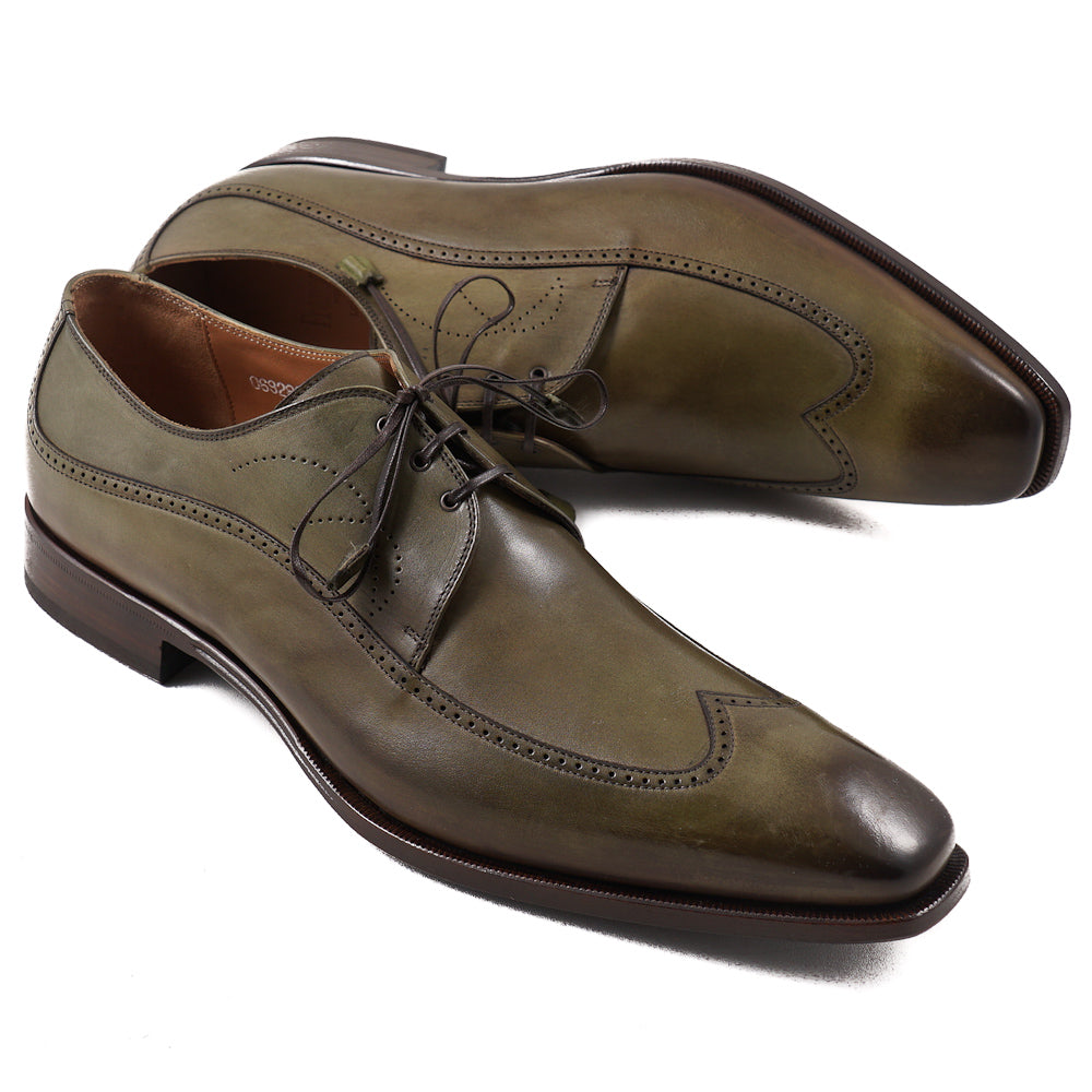 Franceschetti Derby Shoes in Antique Olive Green - Classic Men's Leather Dress Shoes for Business, Office & Formal Occasions