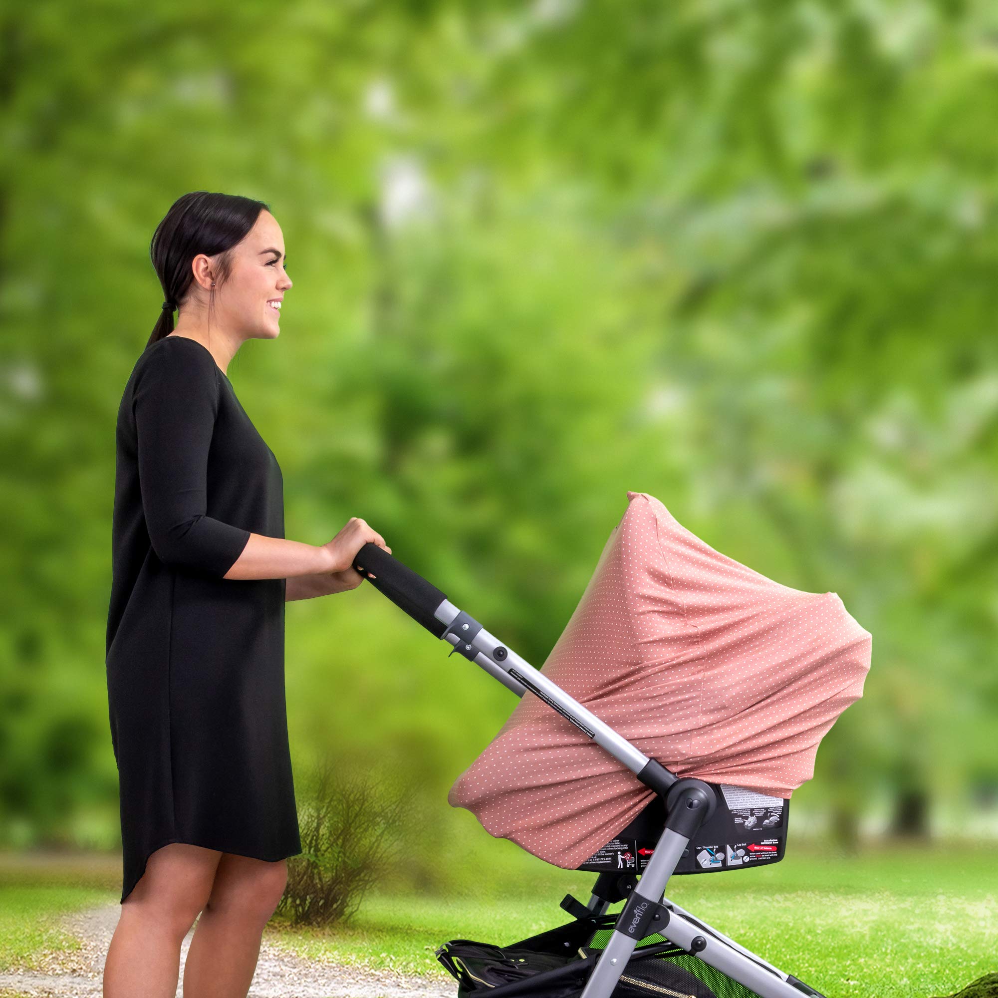 WeeSprout Baby Car Seat Cover - Universal Fit for All Infant Car Seats, Easy On/Off Canopy with Ultra-Soft Breathable Fabric - 9-in-1 Multi-Use Travel Accessory for Strollers, Shopping Carts & Baby Carriers