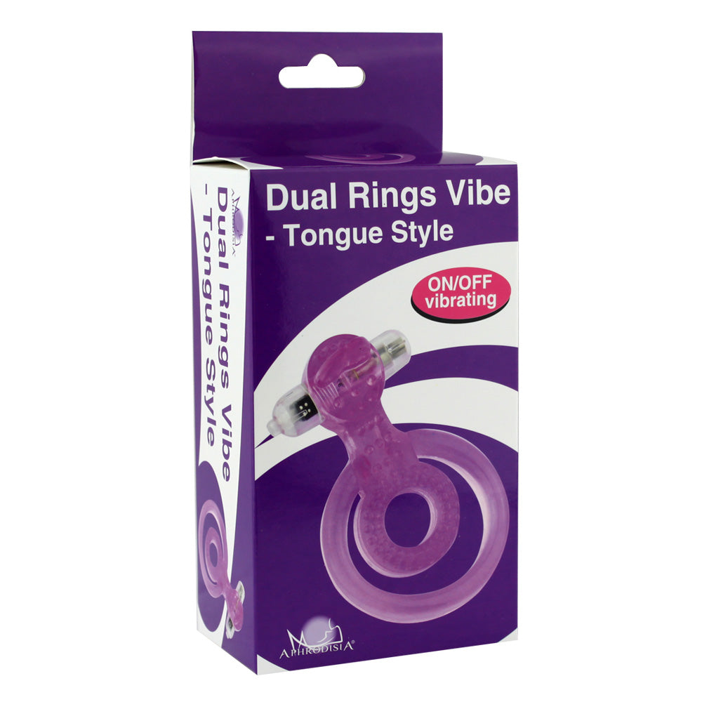 Aphrodisia Vibrating Dual Cock & Ball Rings with Tongue Stimulator - Enhanced Pleasure for Couples & Solo Play - Perfect for Spicing Up Your Sex Life & Intimate Moments