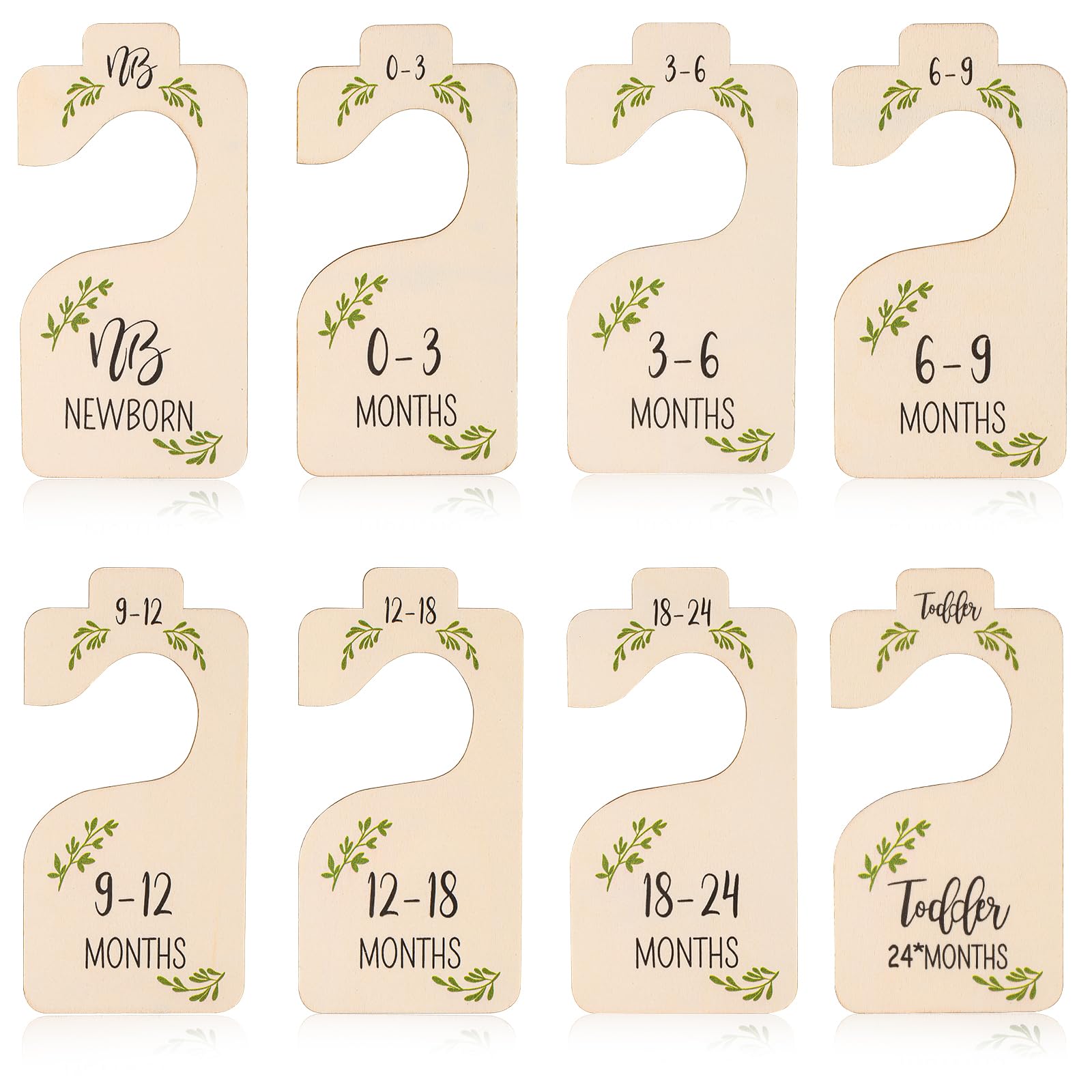8-Piece Baby Closet Dividers Set - Wooden Nursery Clothes Organizer with Double-Sided Labels (Newborn to Toddler) - Perfect for Nursery Organization & Wardrobe Decoration - Ideal for Baby Shower Gifts & Kids Room Storage Solutions