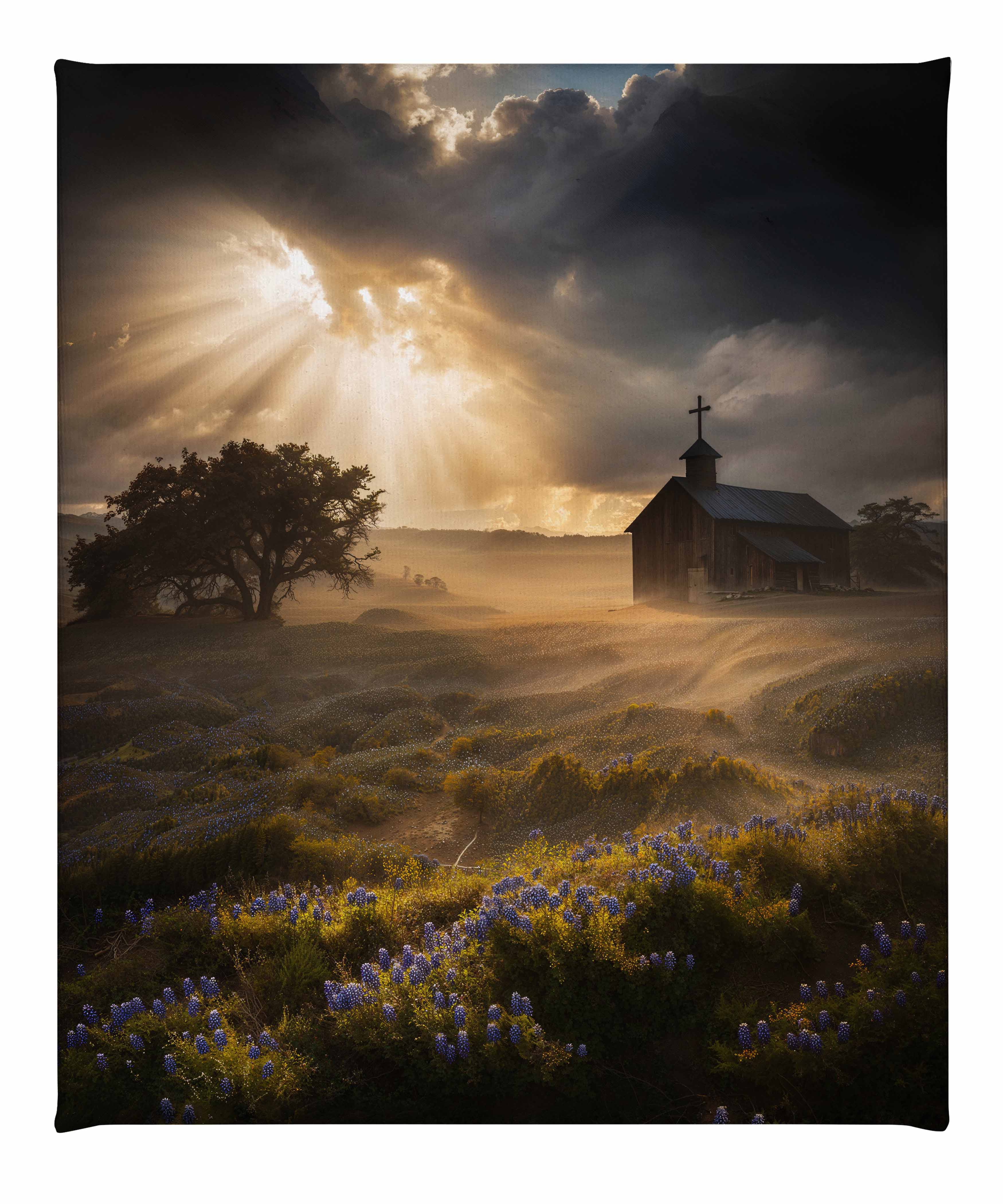 Celestial Rays Over Lone Star Land II - Stunning Galaxy Space Art Print on Gallery Wrapped Canvas - Perfect for Living Room, Bedroom & Office Wall Decor
