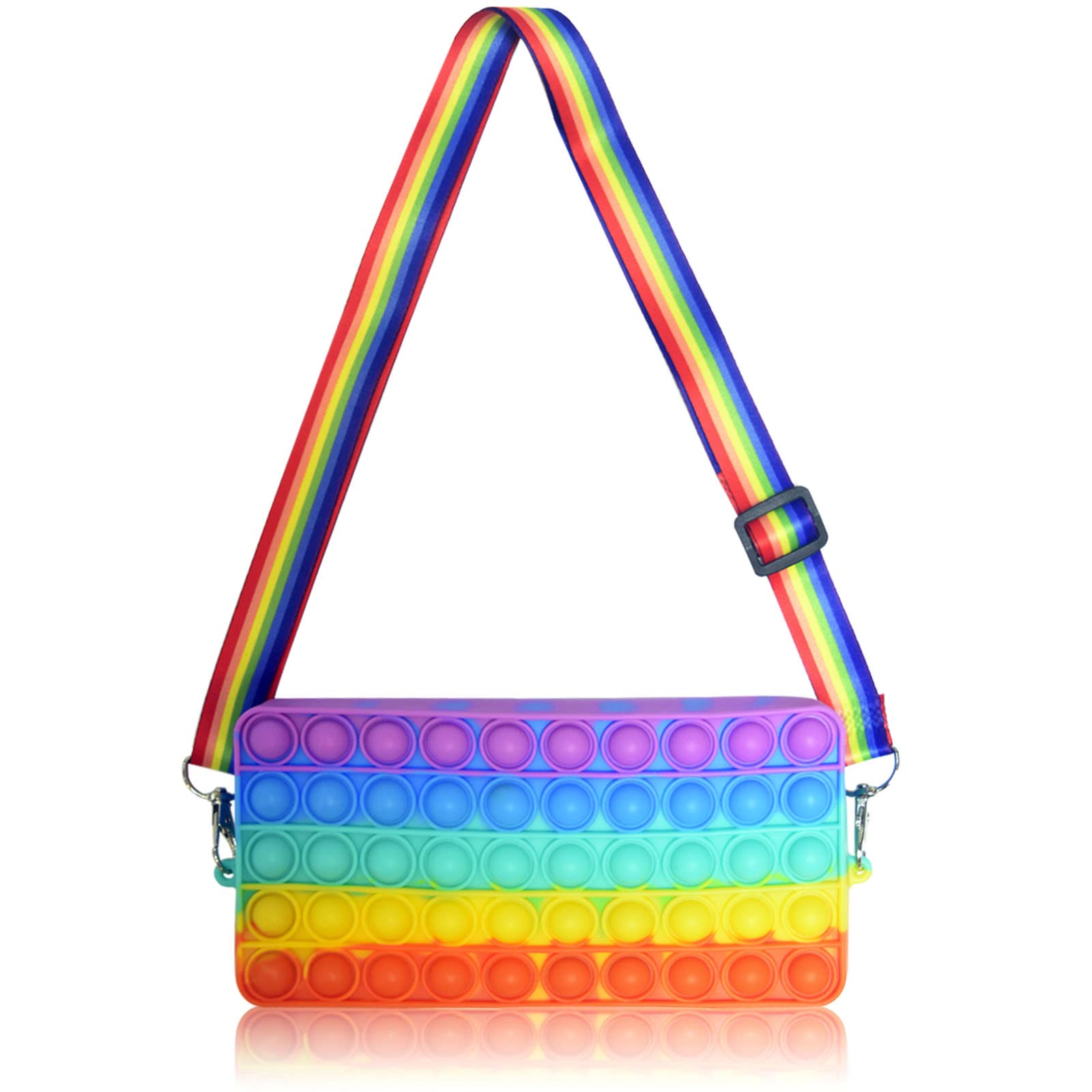 Rainbow Fidget Purse for Girls 10-12 - Pop It Sensory Toy Handbag with Push Bubble Poppers | Stress Relief & Anxiety Toy for Kids, Teens & Women | Perfect for School, Travel & Playtime