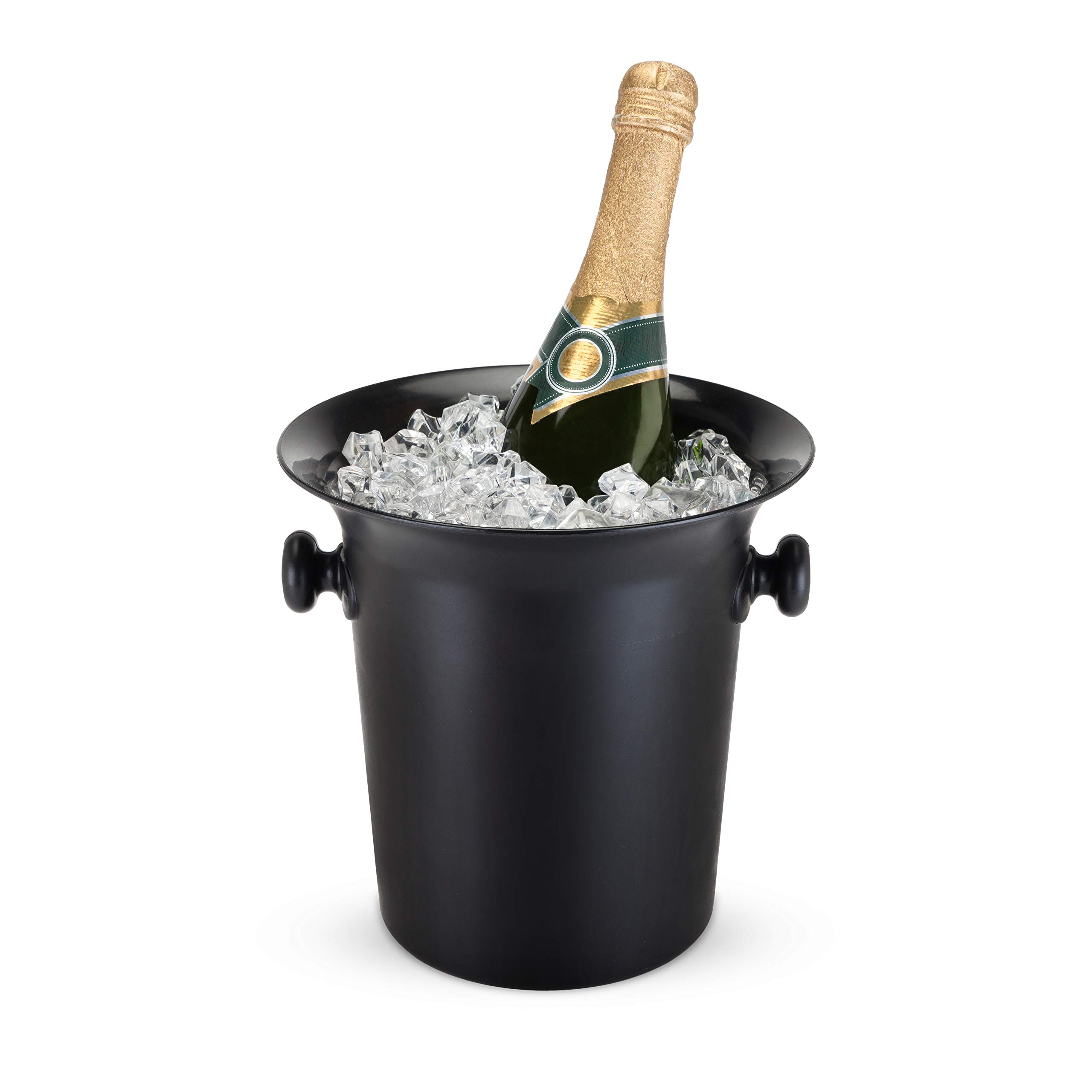 True Black Ice Bucket with Handles - 8.75 x 8.25 Inches Plastic Wine Chiller, 3 Liter Beverage Cooler Tub for Drinks, Cocktails & Parties - Perfect for Home Bars, Weddings & Outdoor Entertaining