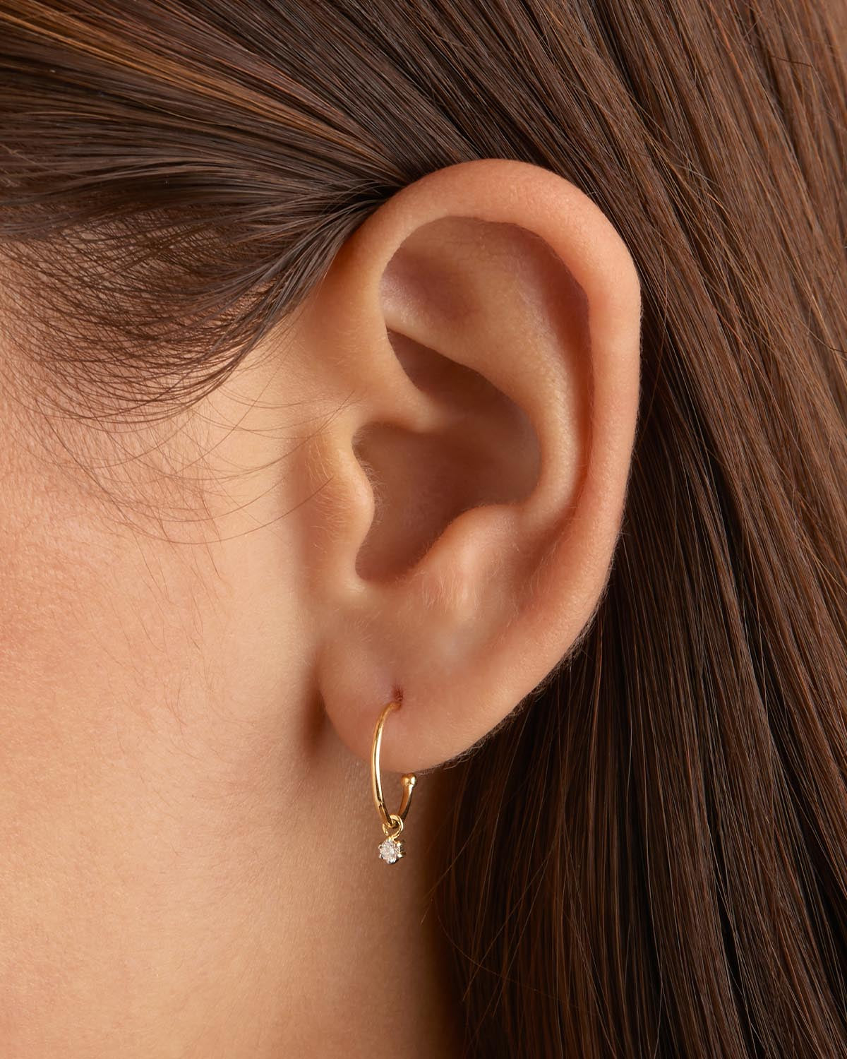 14K Solid Gold Sweet Droplet Diamond Hoop Earrings for Women - Elegant Everyday Jewelry for Parties, Weddings & Special Occasions