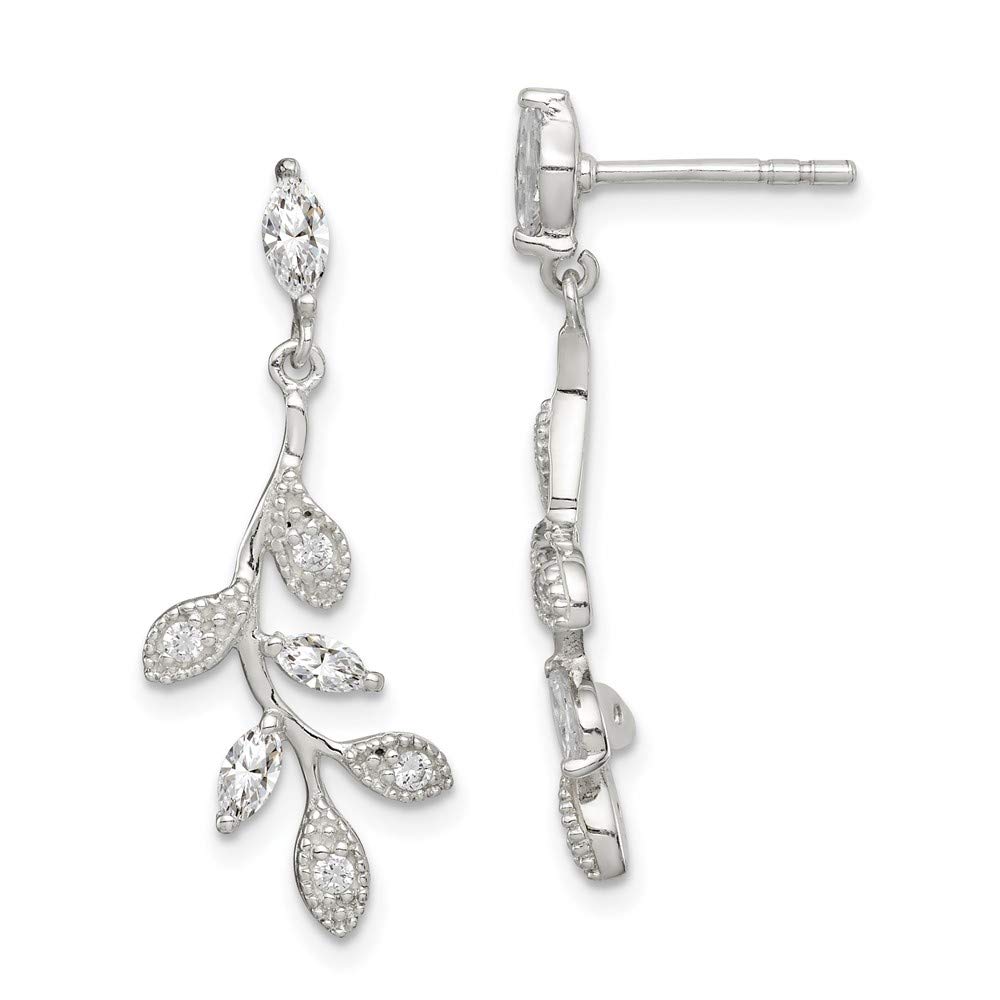 Sterling Silver Cubic Zirconia Branch & Leaves Dangle Earrings for Women - Elegant Nature-Inspired Jewelry for Parties, Weddings & Everyday Wear