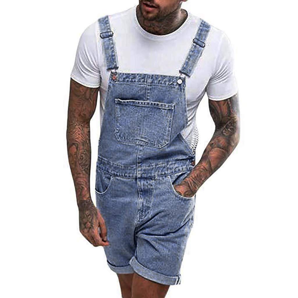 **Men's Denim Bib Overalls Shorts - Adjustable Strap Casual Romper Jumpsuit for Summer | Perfect for Outdoor Activities, Festivals & Casual Wear**