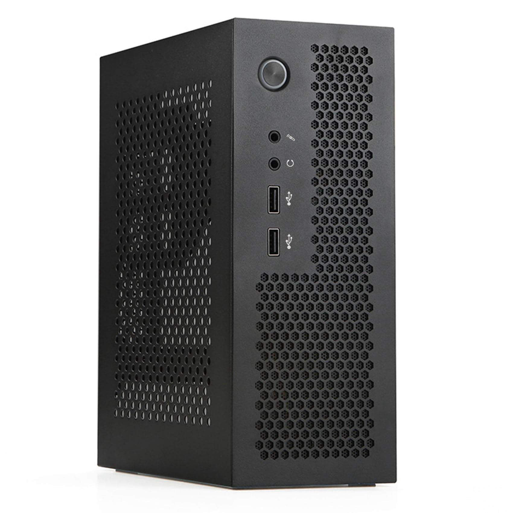 Vklopdsh A09 Mini ITX PC Case - Compact Gaming Computer Chassis with USB 2.0, Black - Perfect for Home Theater PCs, Small Form Factor Builds & Desktop Gaming Rigs