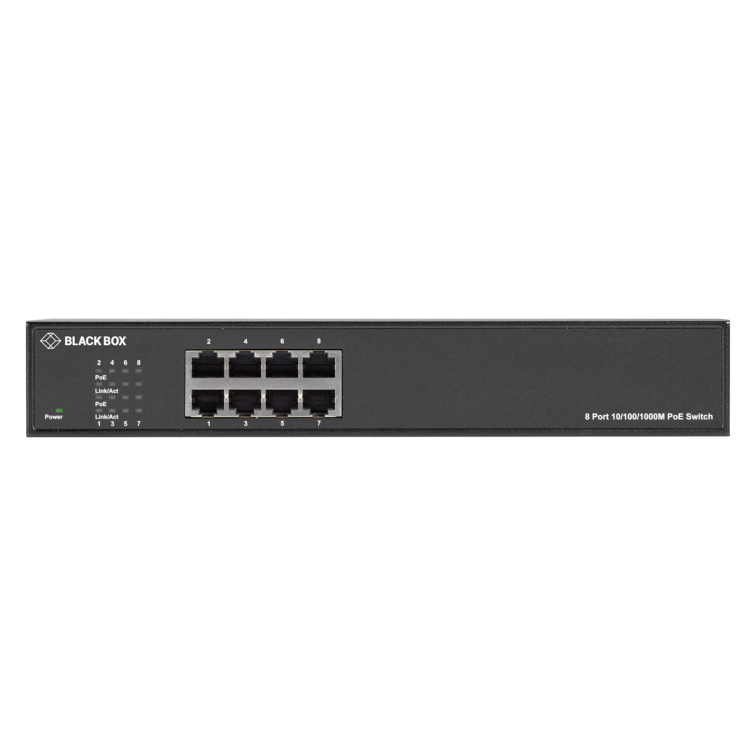 8-Port Gigabit PoE+ Switch with 10/100/1000Mbps RJ45 Ports - Black Box Network Switch for IP Cameras, VoIP Phones & Wireless Access Points