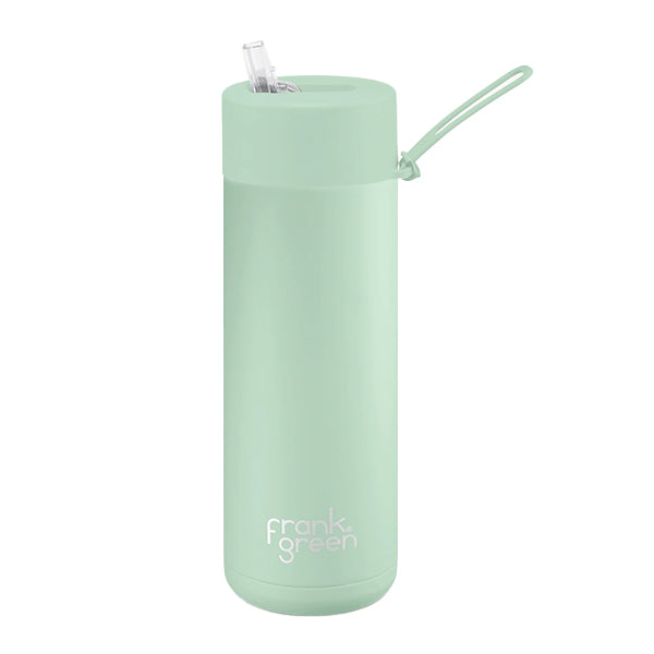 Frank Green Ceramic Reusable Water Bottle - 18oz Leakproof Vacuum Insulated Stainless Steel Travel Mug for Hot & Cold Drinks - Perfect for Office, Gym, Hiking and Outdoor Activities