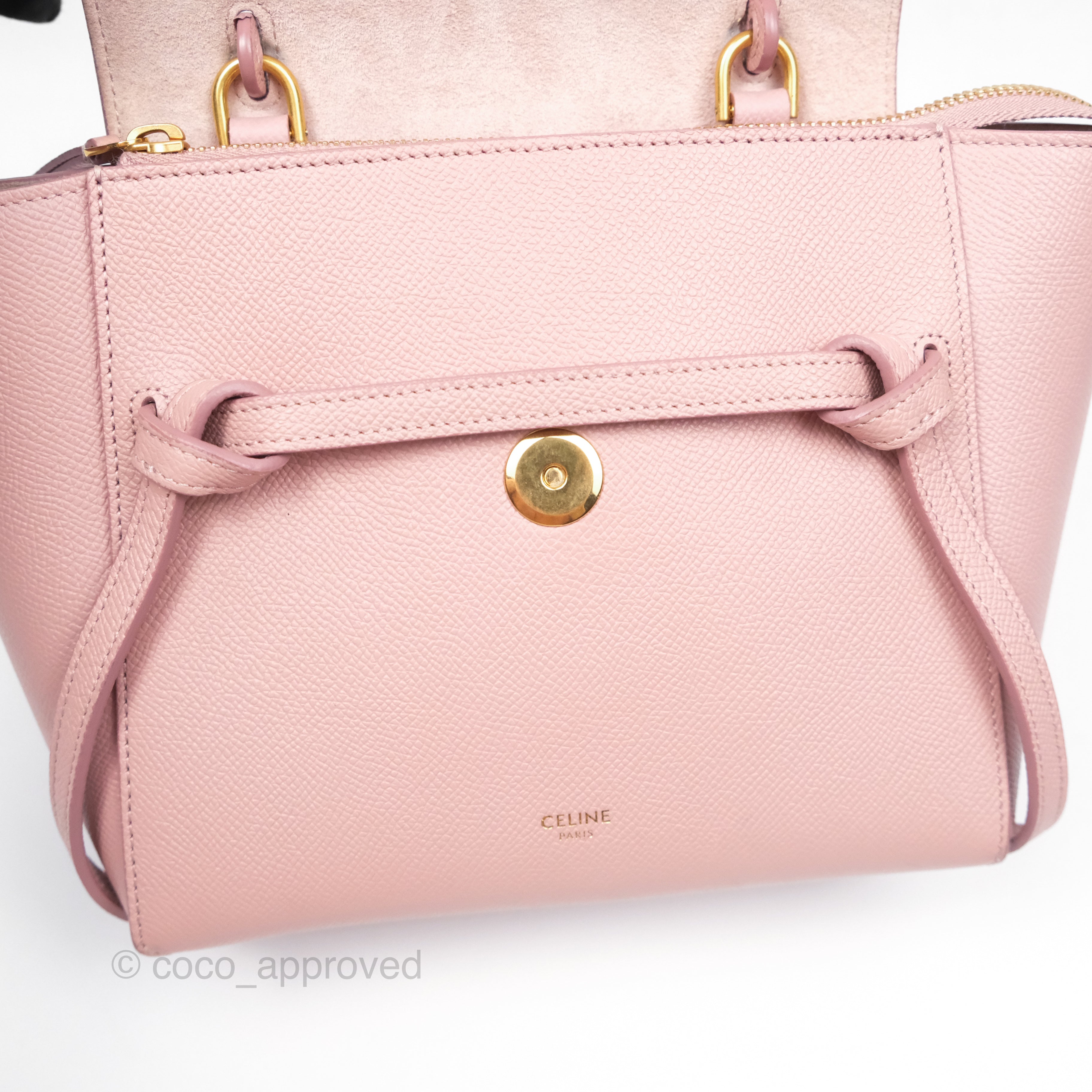 Celine Nano Belt Bag in Pink Grained Calfskin with Gold Hardware - Perfect for Everyday Use, Work & Travel