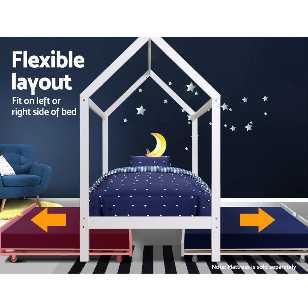 Kids Holy Wooden Single Bed Frame White - Solid Wood Toddler Bed for Boys & Girls - Perfect for Nursery, Bedroom & Sleepovers