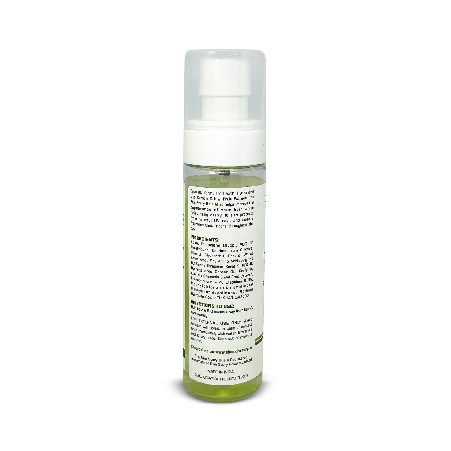 The Skin Story Hair Mist Spray - UV Protection, Frizz Control & Hydrating Hair Perfume with Keratin, Kiwi & Olive Oil | Paraben-Free 100ml | Perfect for Daily Styling, Travel & Heat Protection