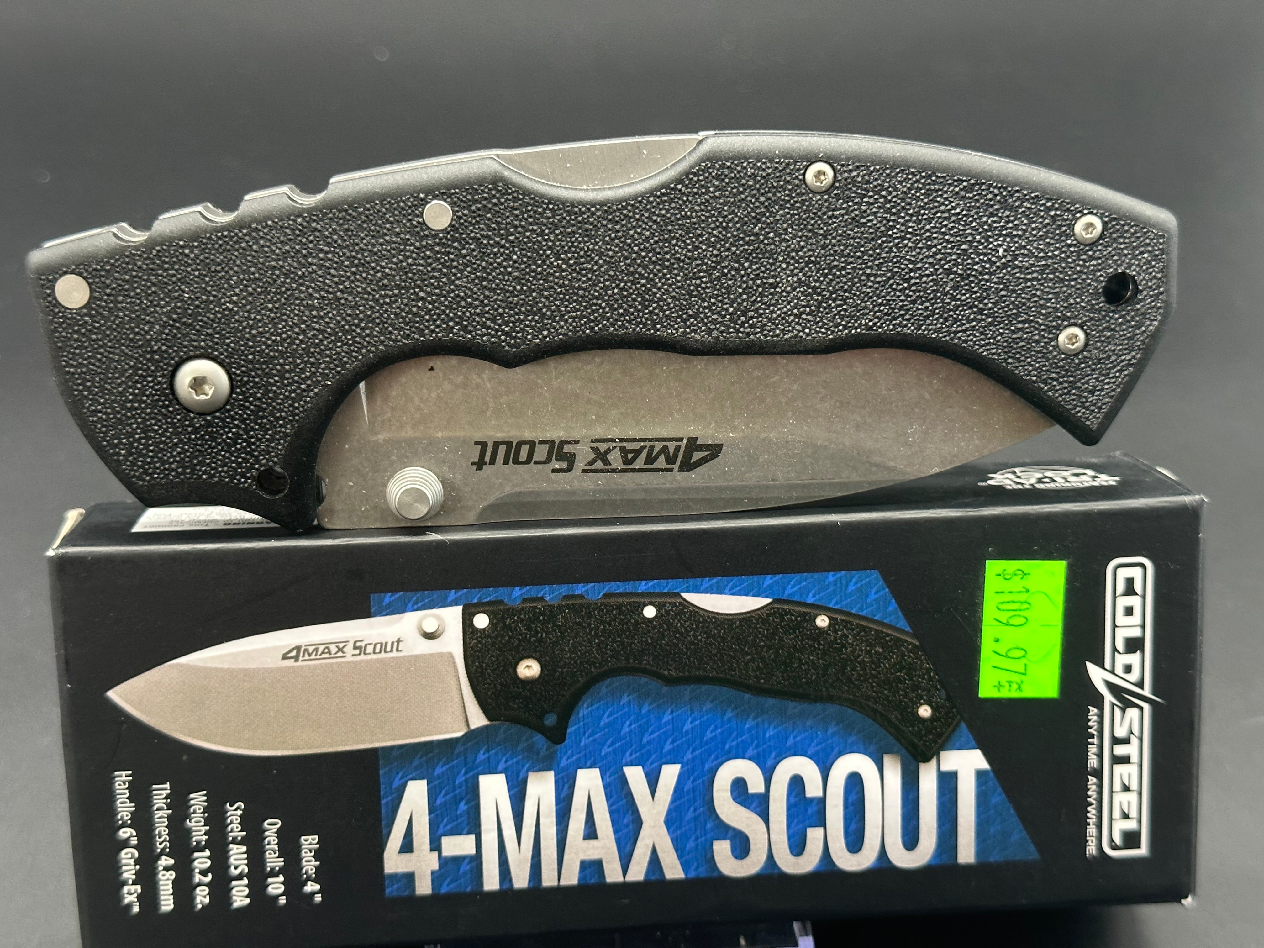 Cold Steel 4 Max Scout Folding Knife - Premium EDC Pocket Knife with High Carbon Steel Blade for Outdoor, Camping, Hunting & Survival Gear