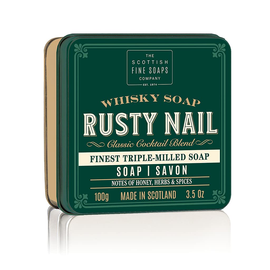 Handmade Scottish Soap in Rusty Nail Scented Tin - Luxury Bar Soap for Men & Women | Perfect for Gifts, Bathroom Decor & Travel