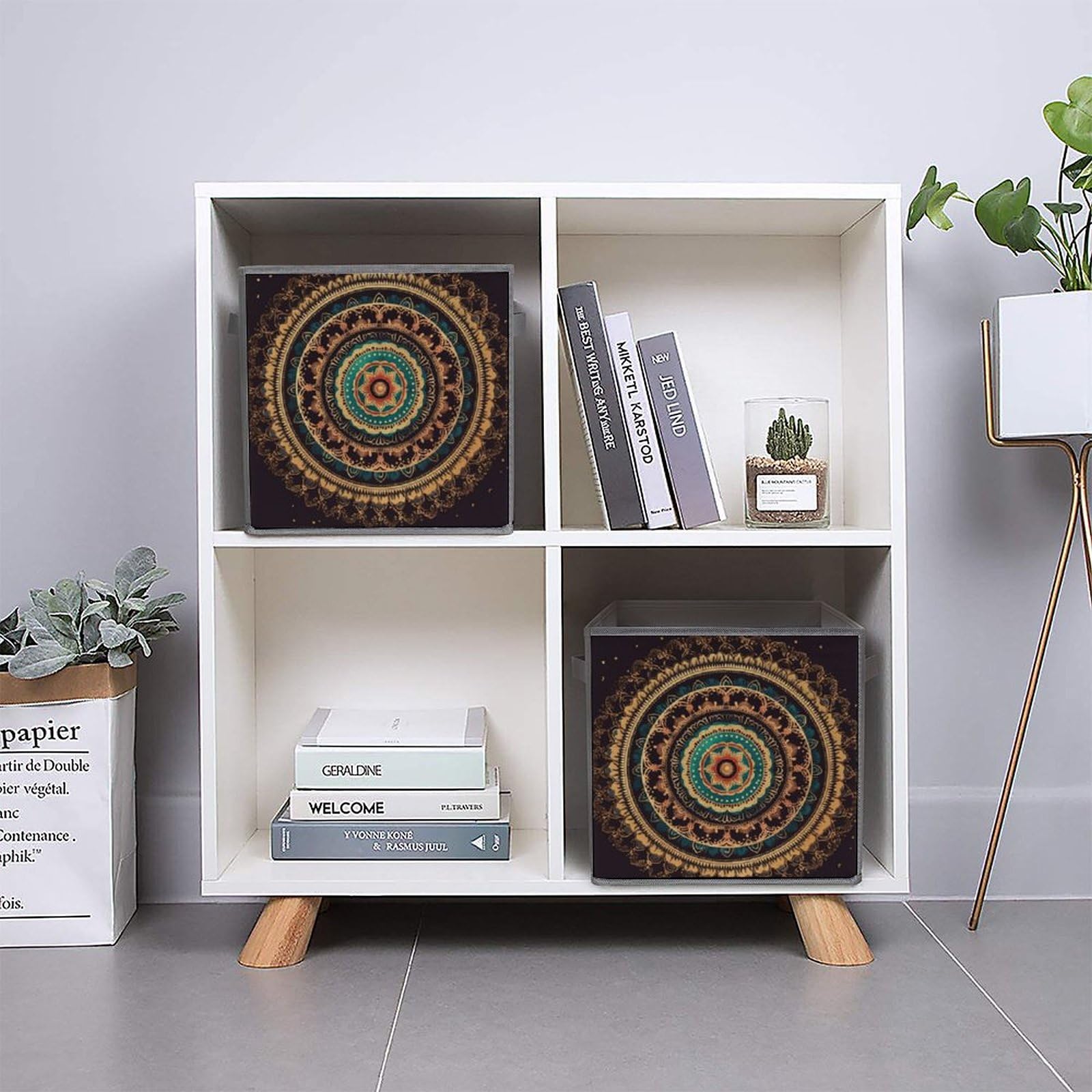 6-Pack Mandala Collapsible Storage Bins with Handles - Large Foldable Storage Baskets for Closet, Clothing & Home Organization | Perfect for Bedroom, Nursery & Office Storage Solutions