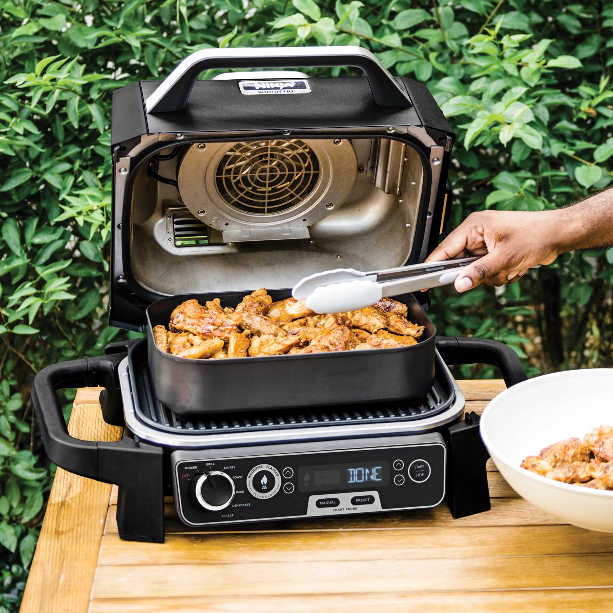 Ninja Woodfire Electric BBQ Grill & Smoker - Outdoor Cooking & Backyard Grilling for Steak, Chicken, Ribs & Vegetables | Perfect for Patio, Camping & Tailgating