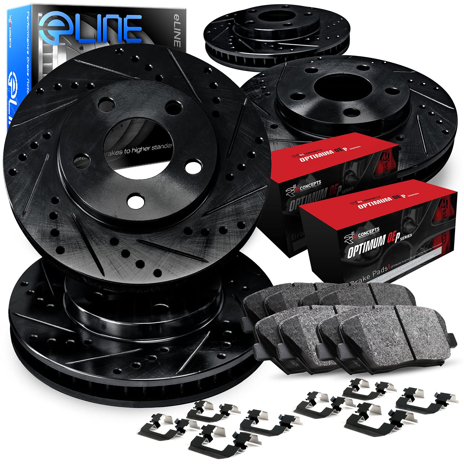 R1 Concepts Premium Front & Rear Brake Pads and Rotors Kit with Hardware - OE Performance Brake System for 2012-2018 Jeep Wrangler JK - Perfect for Off-Roading, Daily Commuting & Enhanced Stopping Power