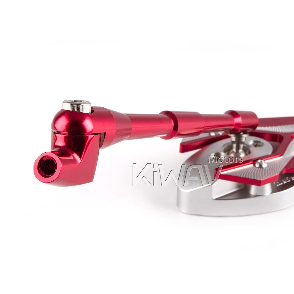 KiWAV Magazi Viper Red Motorcycle Mirrors - Compatible with BMW 1.5 Pitch 10mm Thread - Universal Fit for Cruiser, Sport & Touring Bikes - Enhances Safety & Style on Road Trips & Daily Commutes