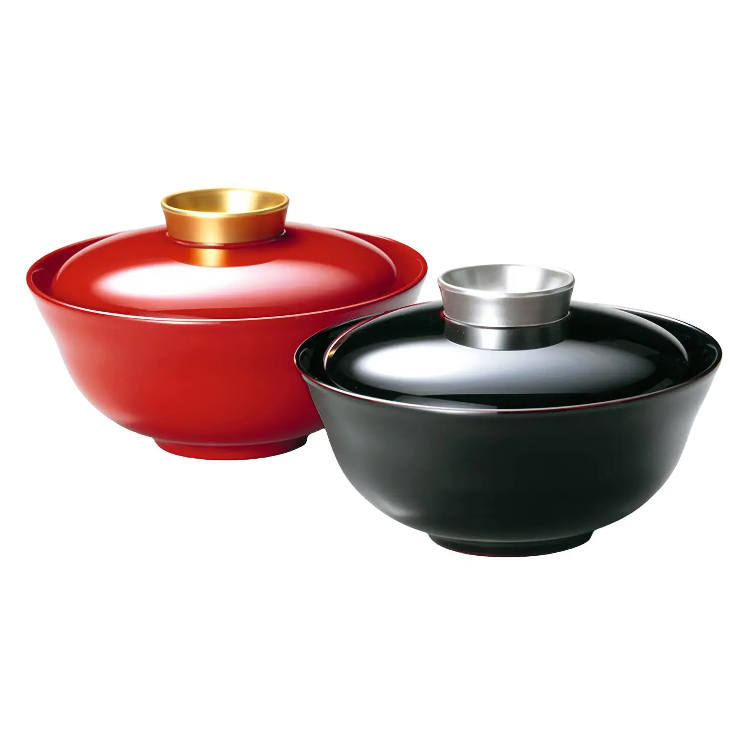 Premium Echizen Shikki Synthetic Resin Couple Bowls Set - Gold & Silver Japanese Style Tableware for Romantic Dinners & Home Decor