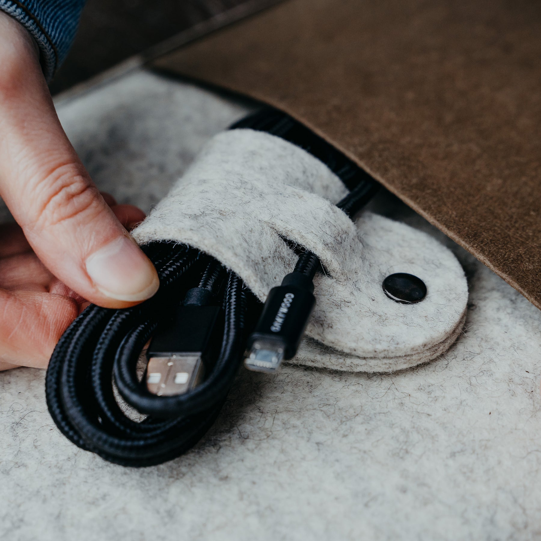 Premium Felt Cable Organizers - Cord Management Solution for Home & Office - Keep Wires Tidy on Desks, Nightstands & Entertainment Centers