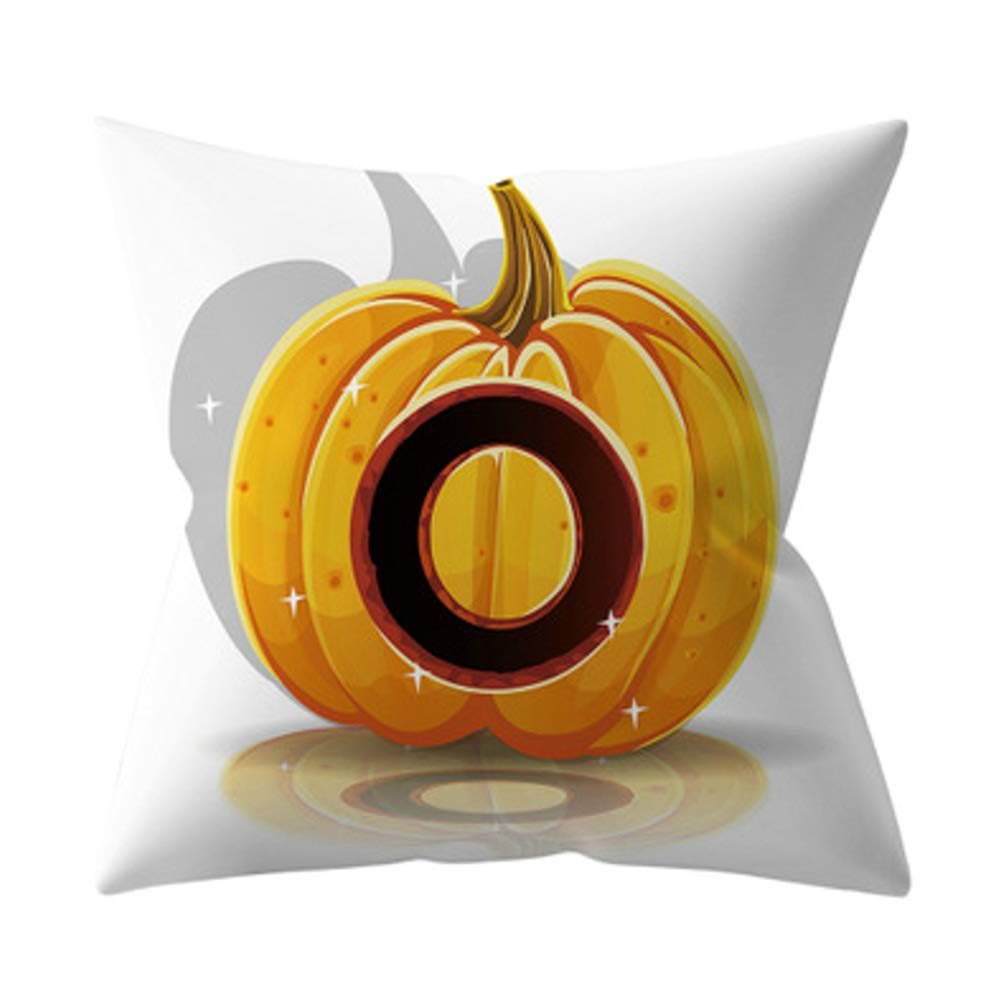 Halloween Throw Pillow Cover - Square Pumpkin Pattern Cushion Case for Sofa, Bed, Car Decor | Seasonal Home & Auto Accessories for Fall & Halloween Parties