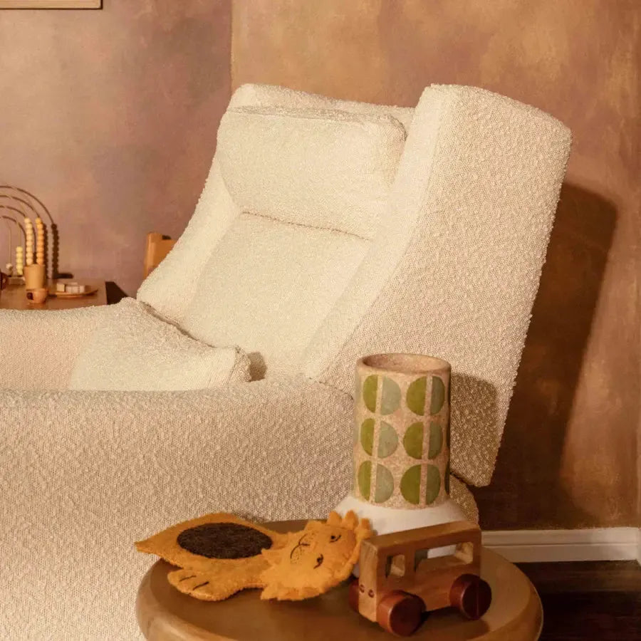 Babyletto Kiwi Plus Electronic Glider & Recliner with Adjustable Headrest - Ivory Boucle Fabric - Nursery Glider Chair for Breastfeeding, Rocking Baby to Sleep & Relaxing