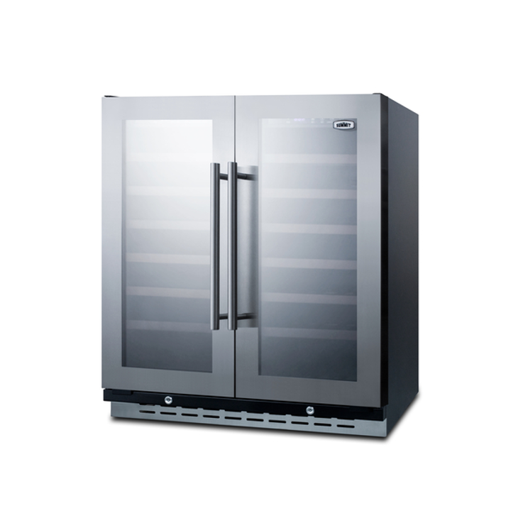 Summit 36 Inch Built-In Wine Cooler Refrigerator - 66 Bottle Capacity Dual Zone Cooling for Red & White Wines - Perfect for Home Bars, Restaurants, and Wine Cellars