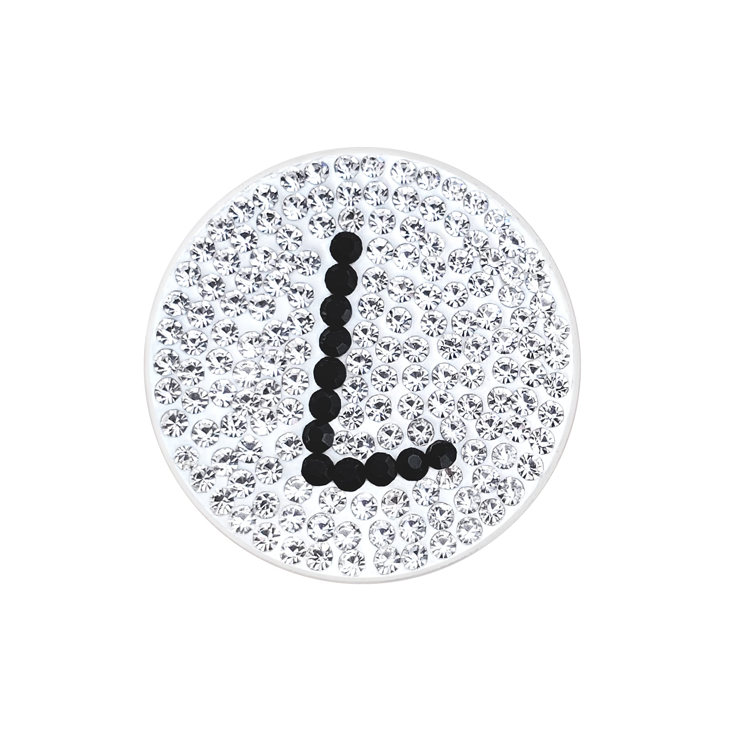 NAVIKA Monogram Initial Letter Micro Pave Crystal Golf Ball Marker with Magnetic Hat Clip - Clear & Black - Perfect Gift for Golfers & Personalized Accessory for Golf Hats, Bags & Apparel