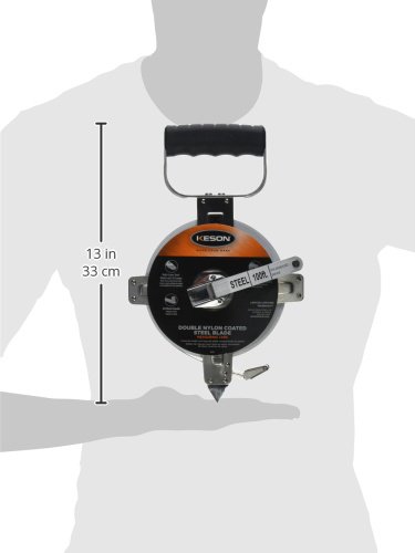 Keson SNR18100 100-Foot Nylon-Reinforced Steel Tape Measure with Stainless Steel Housing & Hook End - Accurate ft/in/1/8
