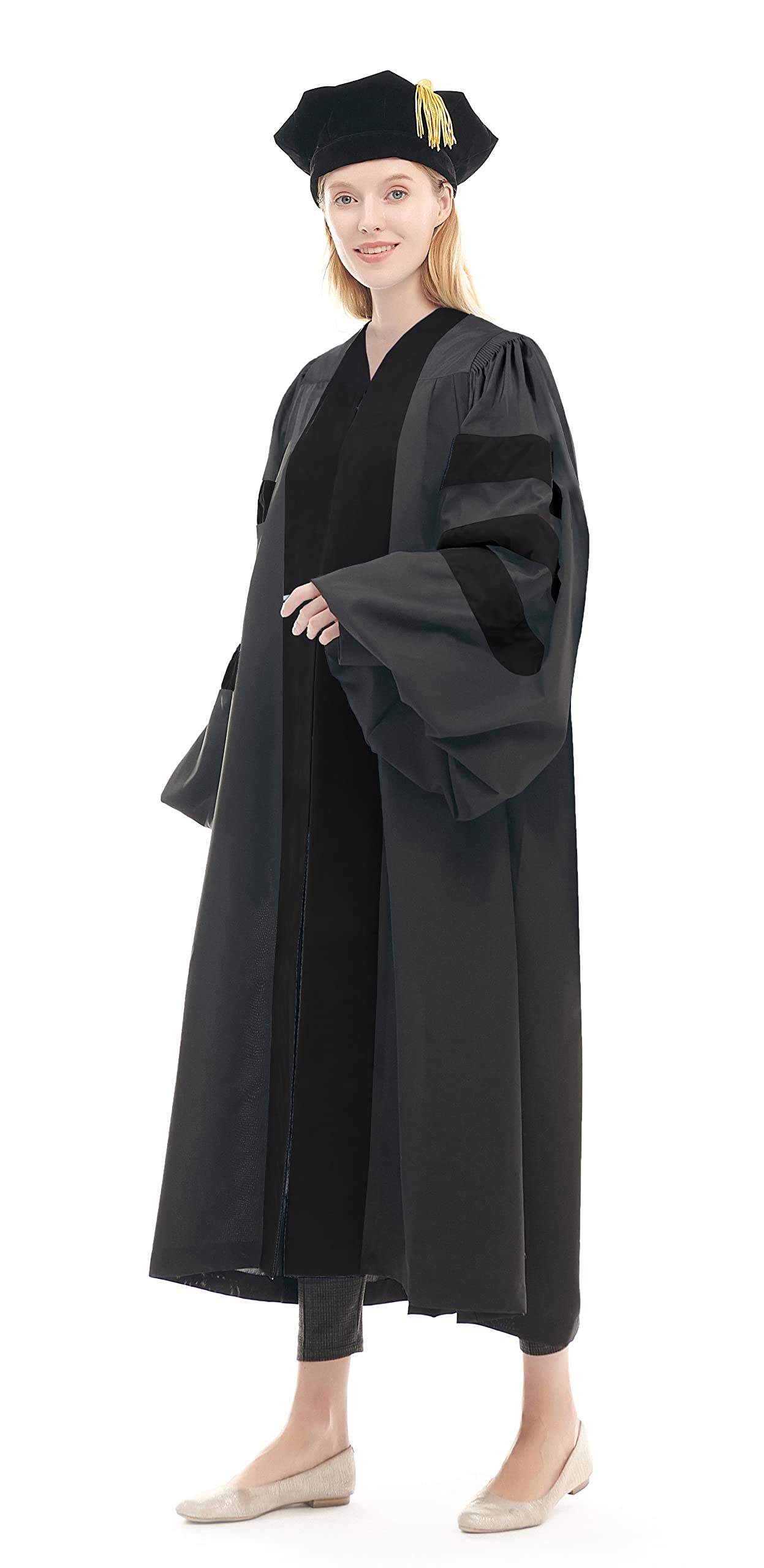 Premium Unisex Doctoral Graduation Gown & 8-Side Tam Set - PhD Academic Regalia for Graduation Ceremonies, Commencement & Professional Events