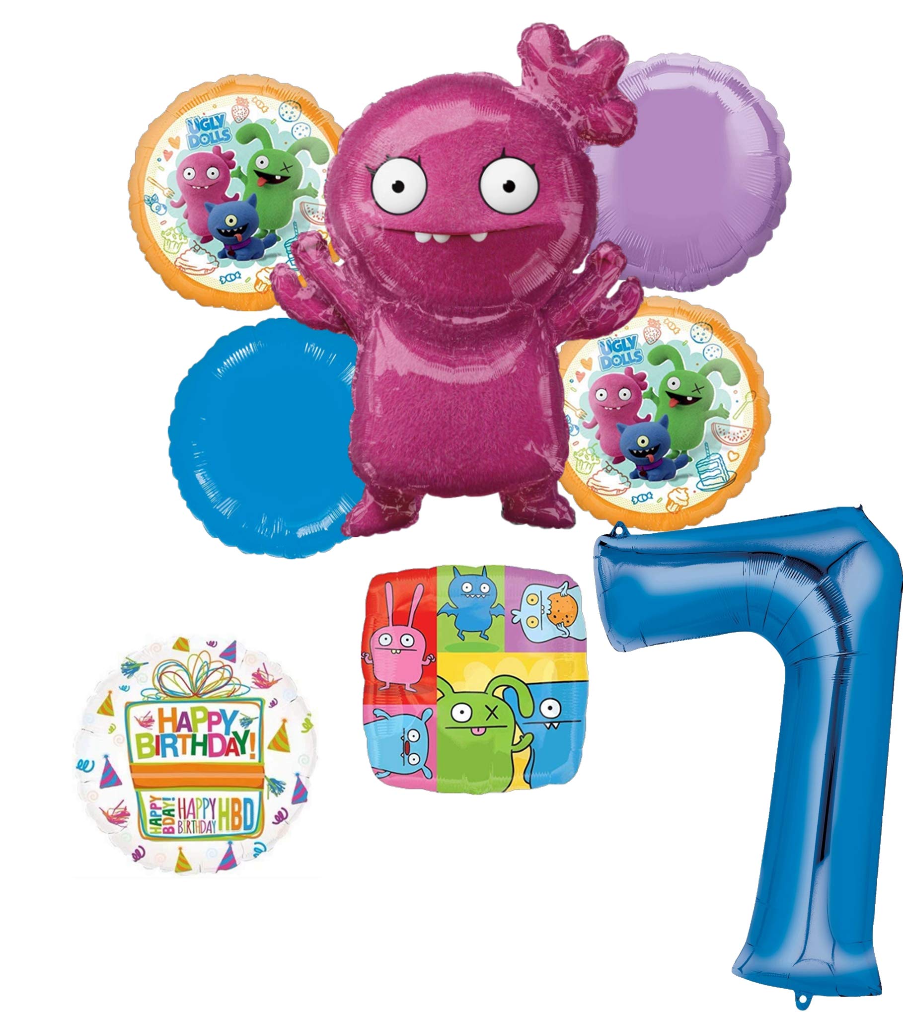 Ugly Dolls Party Supplies - 7th Birthday Balloon Bouquet Decorations Set for Kids Birthday Party, Baby Shower & Themed Events
