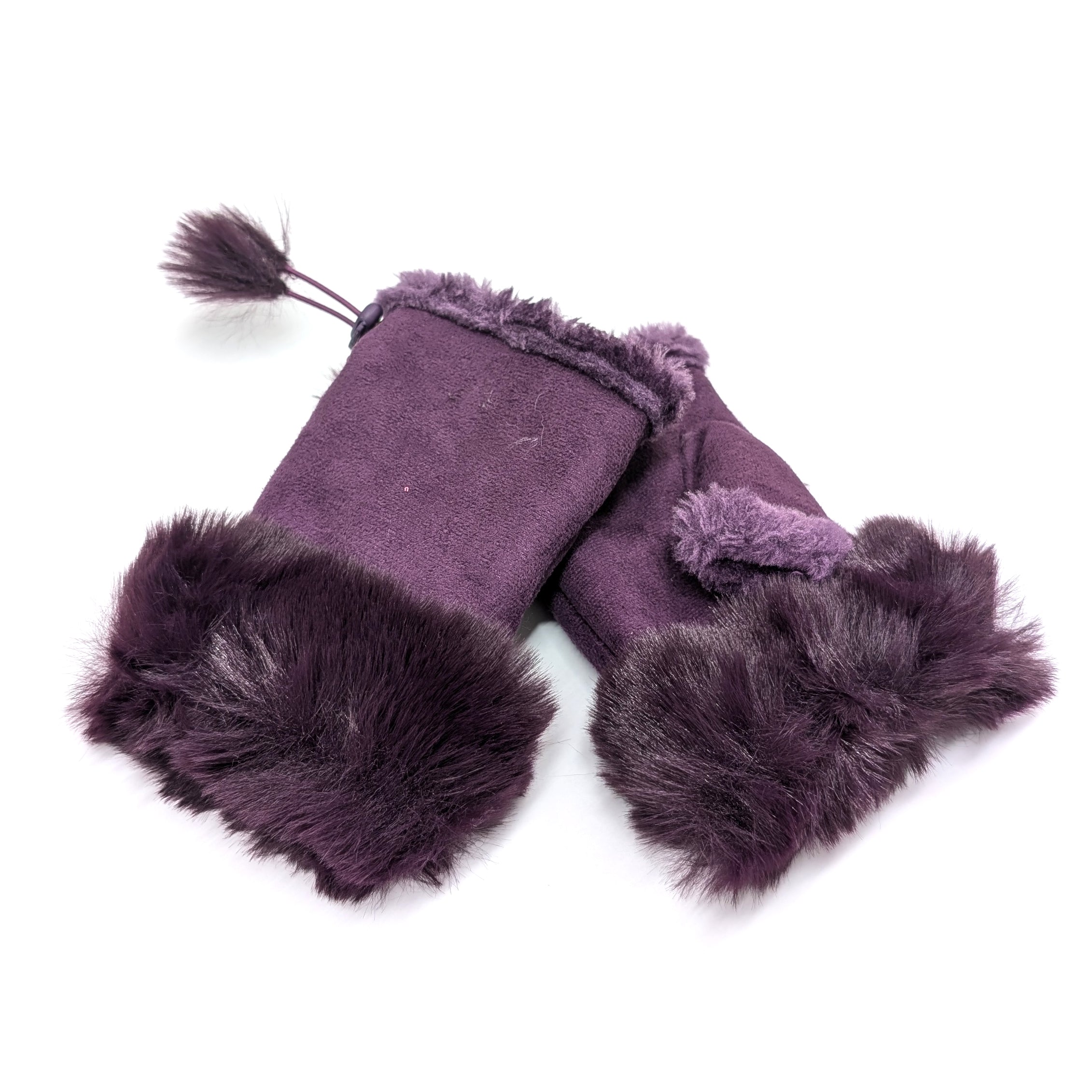 Stylish Purple Suede Effect Fingerless Gloves for Women - Fashionable Hand Warmers for Driving, Cycling & Outdoor Activities