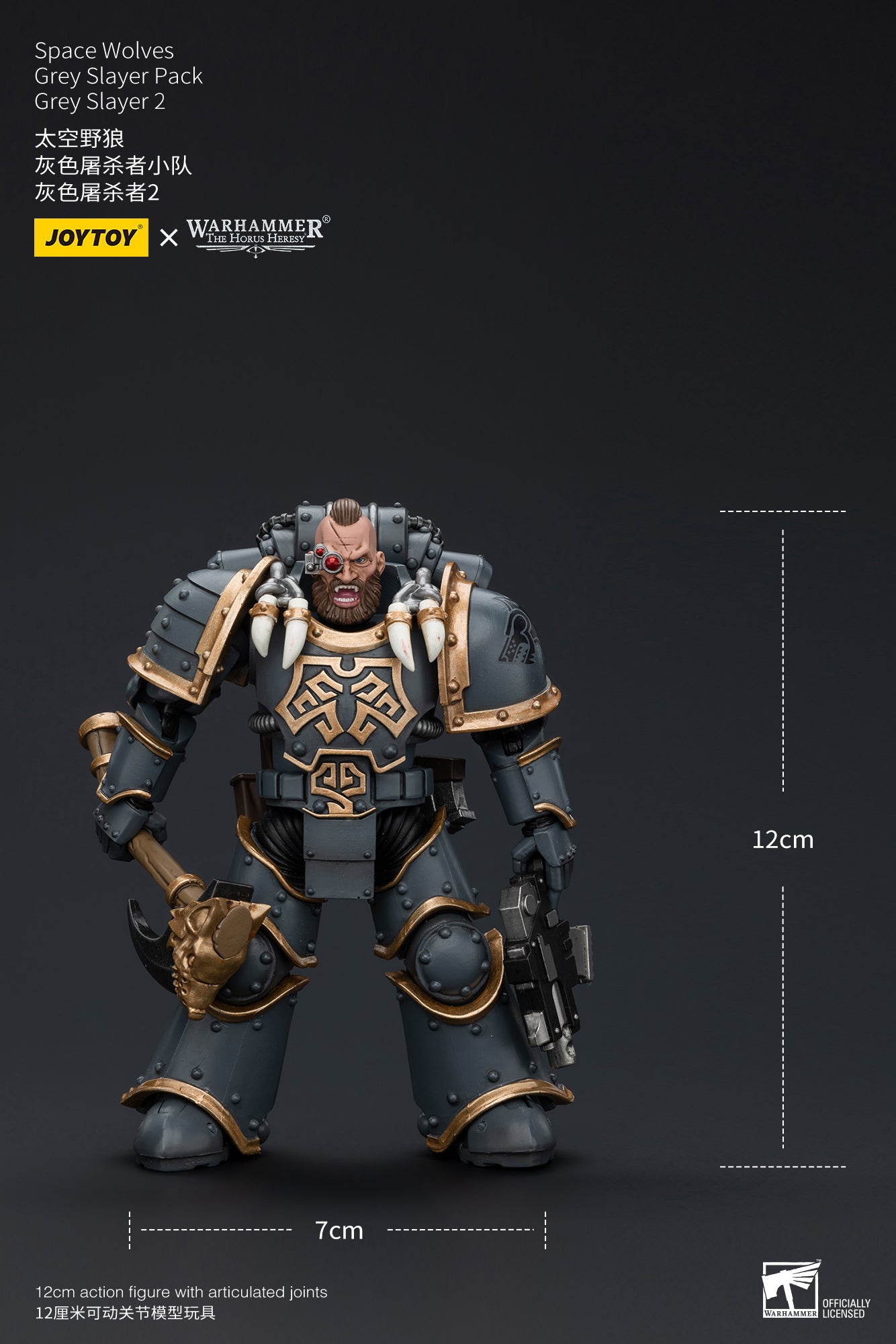 JOYTOY 1/18 Scale Warhammer The Horus Heresy Space Wolves Grey Slayer Action Figure Pack - Collectible Model for Display, Gaming & Warhammer 40K Battle Scenes