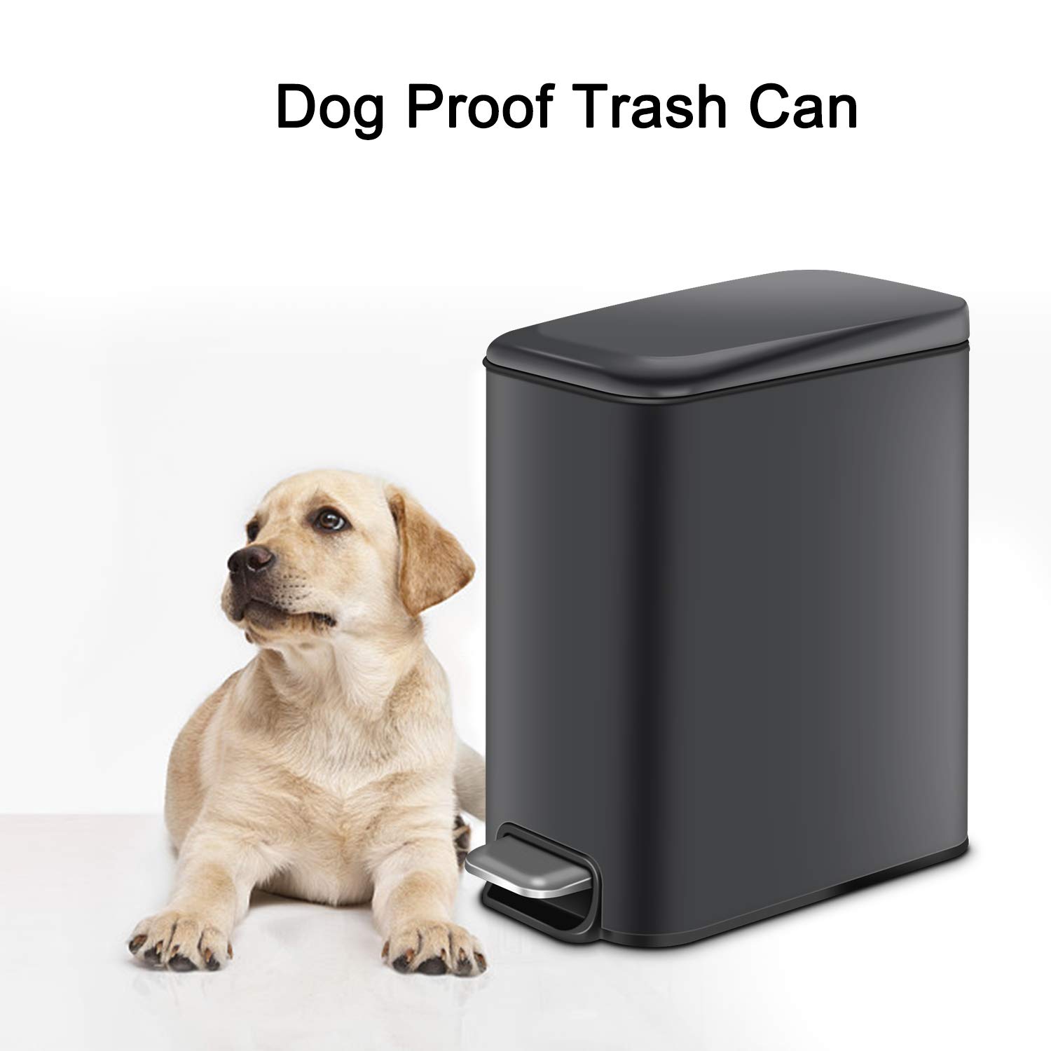 Small Soft Close Trash Can with Removable Inner Basket - 5L/1.3Gal Rectangular Garbage Bin for Bathroom, Bedroom & Office - Anti-Fingerprint Matte Finish in Light Gray - Perfect for Small Spaces, Home Decor & Waste Disposal