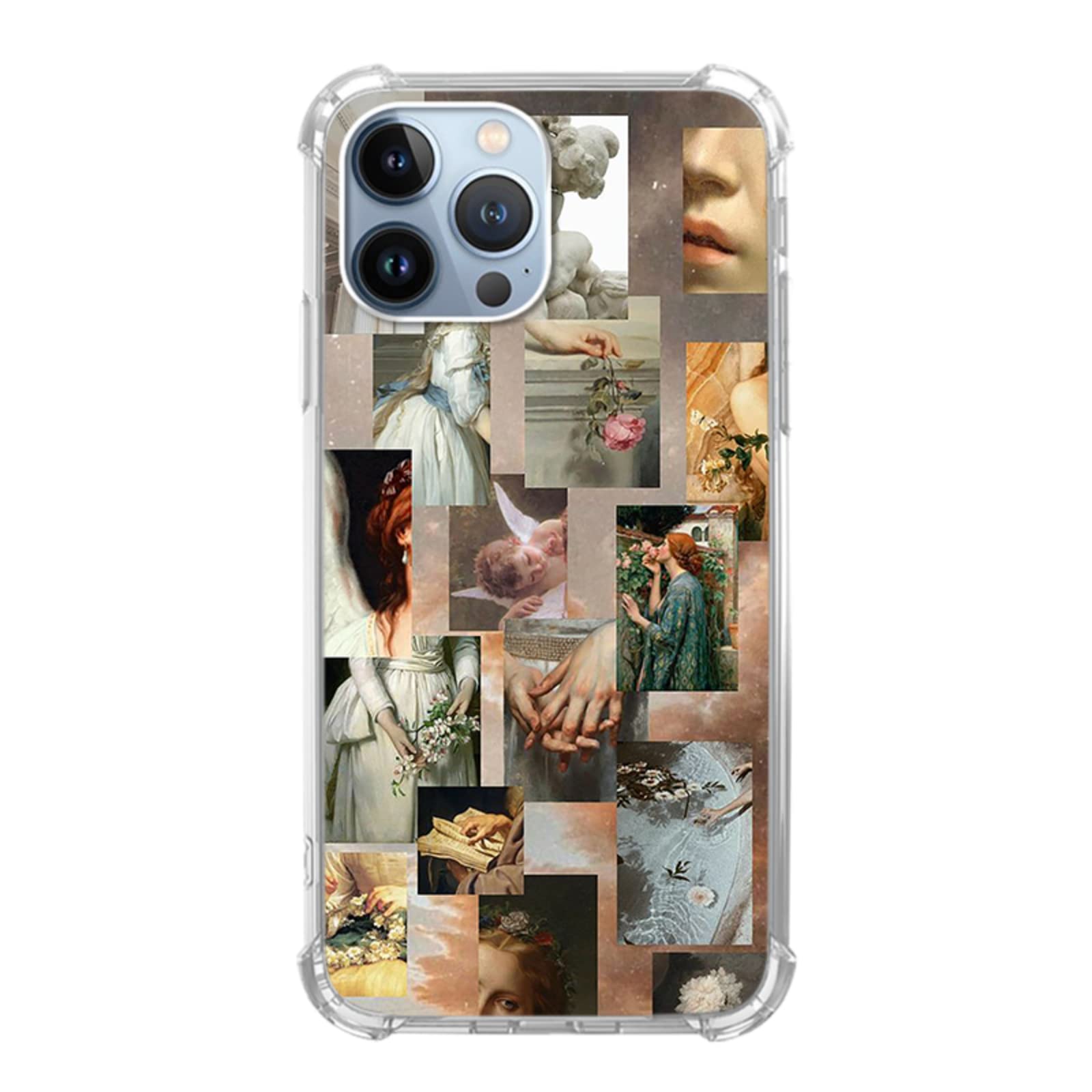**Aesthetic Renaissance Art Phone Case for iPhone 13 Pro Max - Cute Angels Collage Design, Trendy TPU Bumper Cover for Girls, Boys & Men | Perfect Gift for Art Lovers & Fashion Enthusiasts**