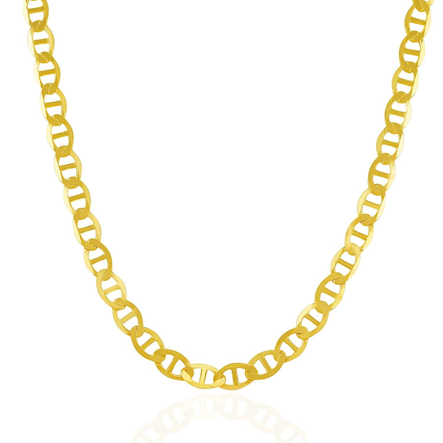 6.3mm 14k Yellow Gold Mariner Link Chain for Men & Women - Durable & Elegant Jewelry for Everyday Wear, Gifts & Special Occasions