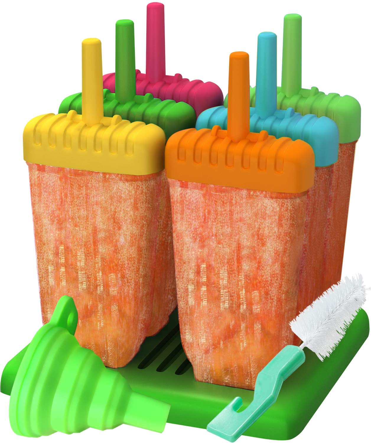 Best Reusable Popsicle Molds Set of 6 - DIY Ice Pop & Ice Cream Maker with Silicone Funnel & Cleaning Brush - Perfect for Summer Treats, Kids Snacks & Healthy Homemade Desserts