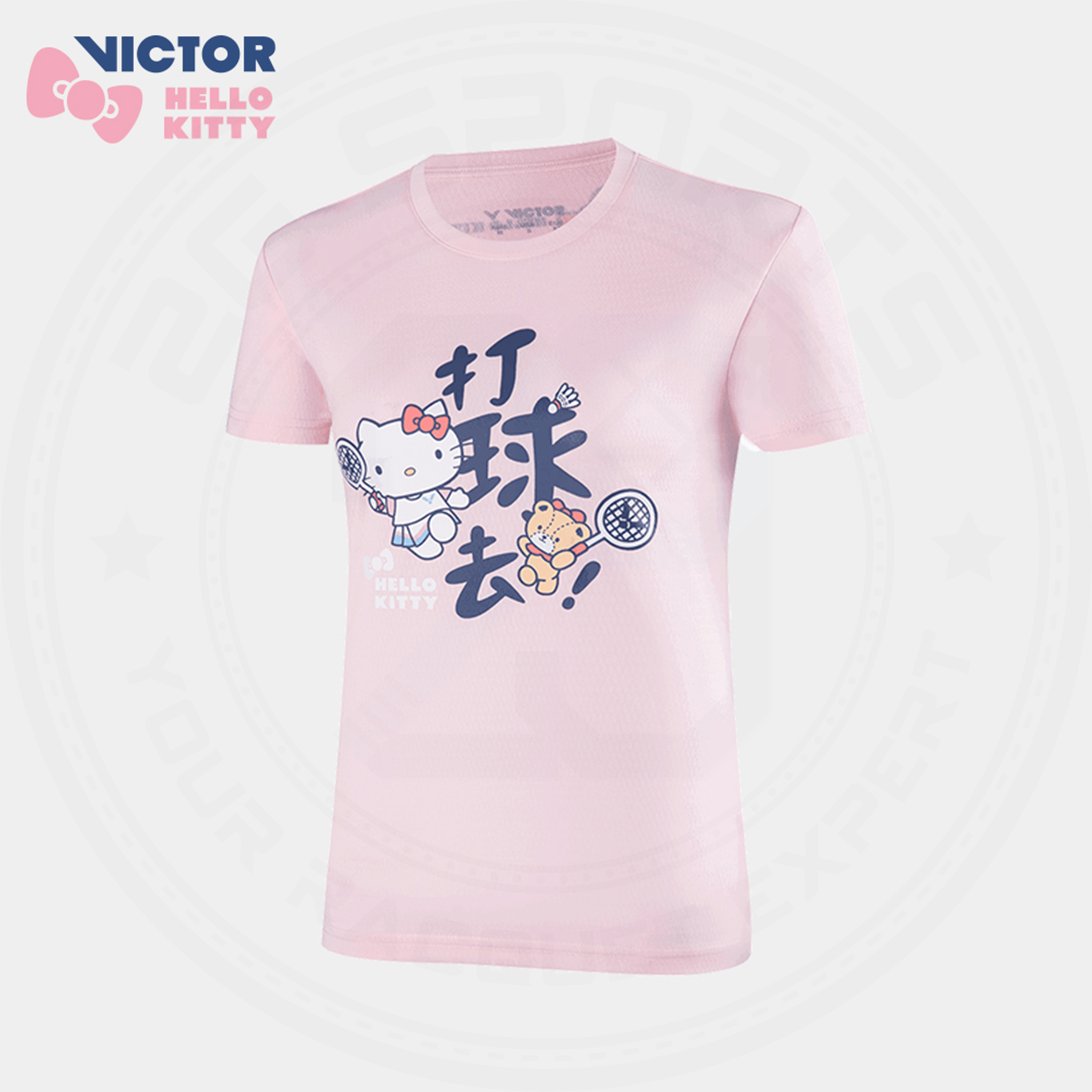 Victor X Hello Kitty T KT202JR Sport Shirt Pink JUNIOR'S - Cute Anime Fashion for Girls, Casual Wear & Sports Activities