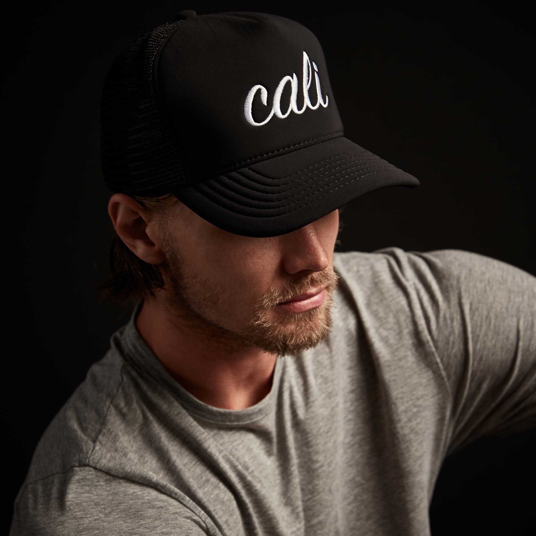 Cali Scuba Trucker Hat for Men & Women - Adjustable Snapback Cap, Breathable Mesh Back, Stylish Black Hat for Outdoor Activities, Beach, Surfing, and Casual Wear