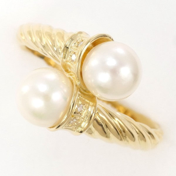 18K Yellow Gold Pearl Diamond Ring for Women - Elegant Bridal Jewelry, Wedding Engagement Gift, Anniversary Present - Perfect for Special Occasions & Everyday Luxury