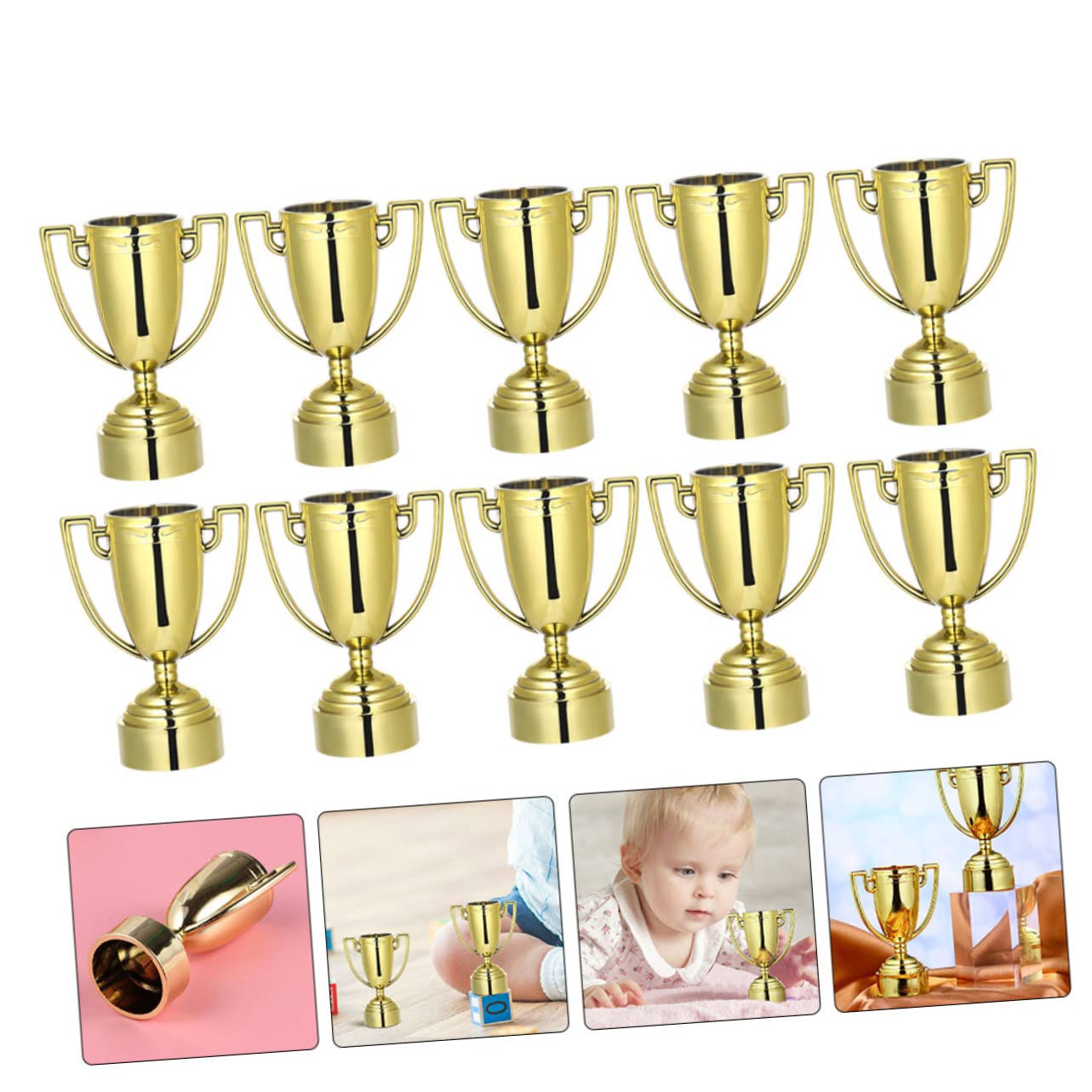 Toddmomy 50 Pcs Gold Plastic Trophy Toys for Kids - Reward Prizes, Classroom Incentives & Party Favors - Perfect for School Awards, Sports Achievements & Motivational Gifts